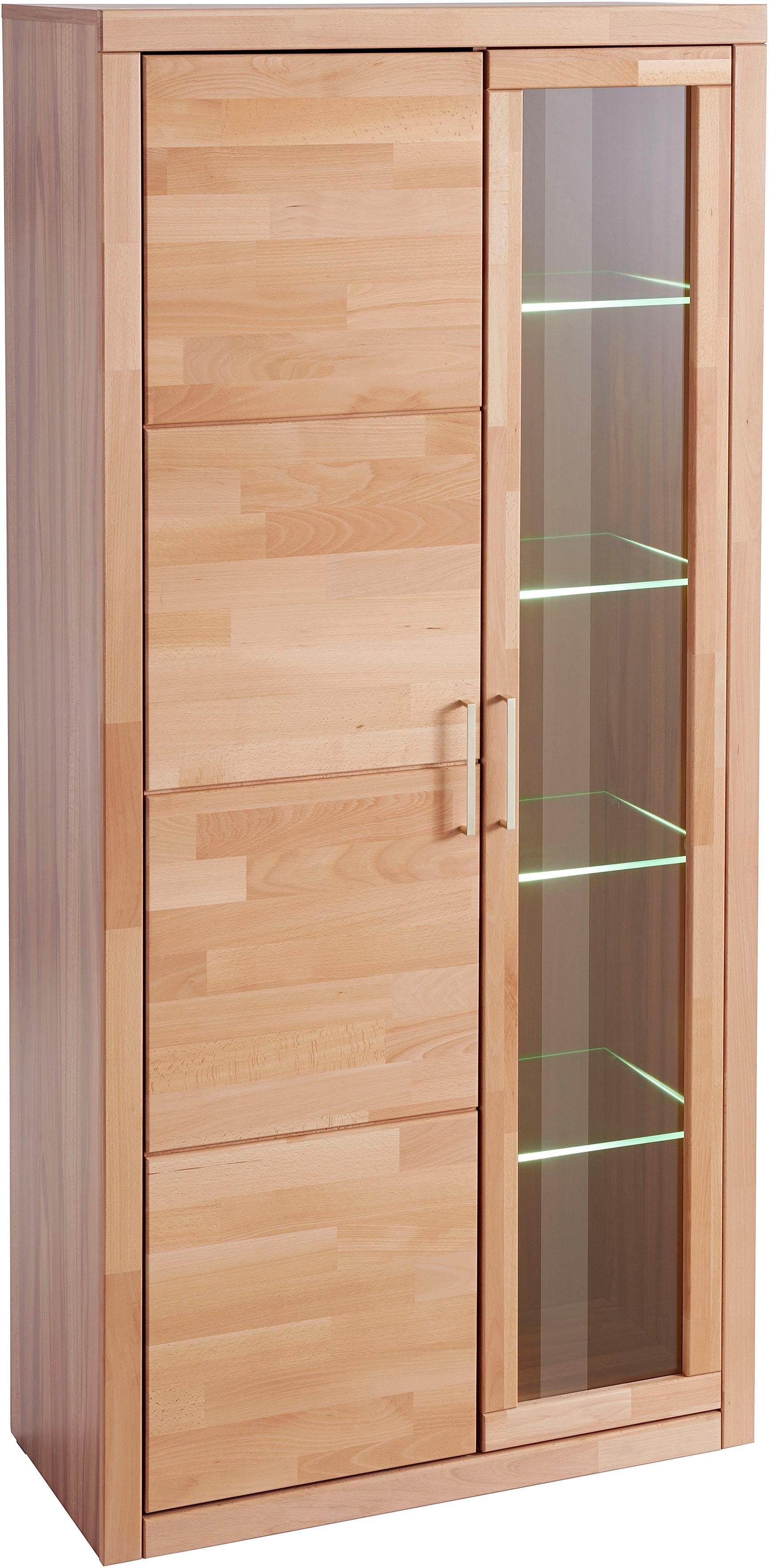 OTTO home Vitrine LOGO B/T/H: 90/42/190cm,10Fächer, 1 Holztür, 1 Glastür, viel Stauraum Fronten aus Massivholz, Korpus aus farblich abgestimmter Melamin – Bild 4 von 5