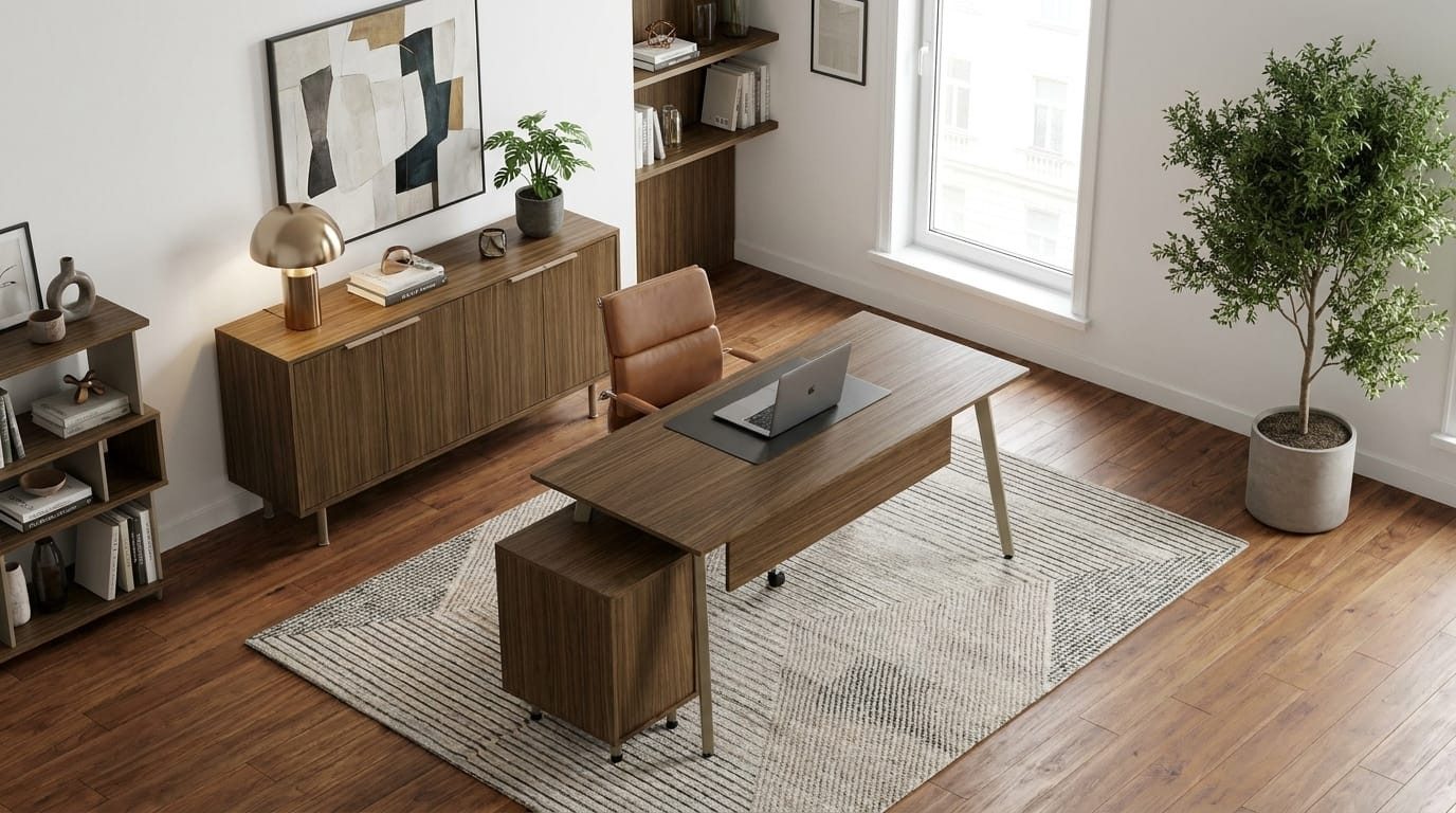 JVmoebel Schreibtisch Elegante Büroeinrichtung Edler Cheftisch Robustes Sideboard Kommode, Made in Europa
