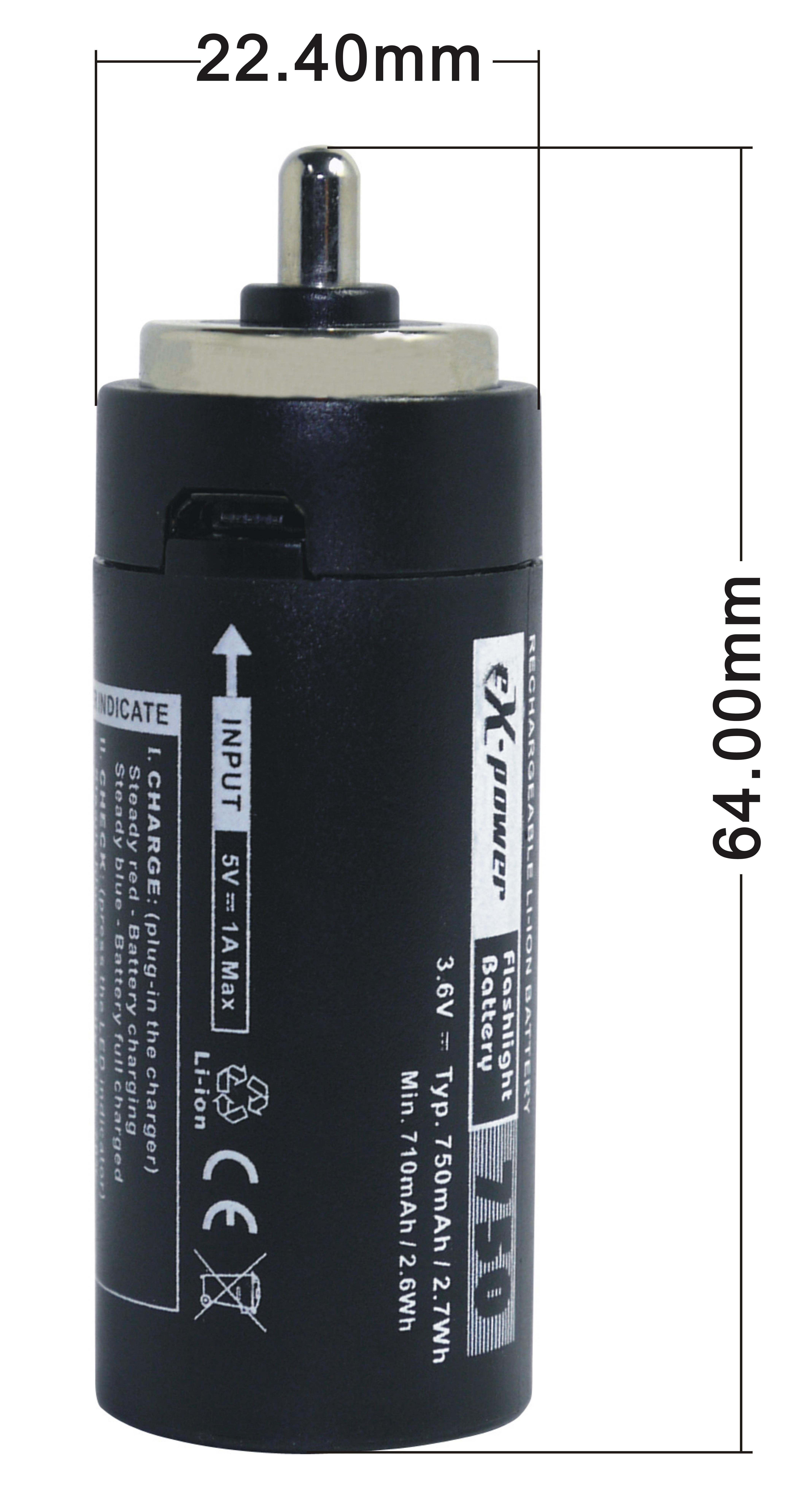 V) mAh 3 FB0001.184 Ersatz im Batteriehalter (3,6 Batterien Lithium-ion AAA Taschenlampe, (Li-ion) Akku LED 1400 für - als Taschenlampe, Baumarkttaschenlampe PowerSmart