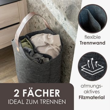 Easy and Green Wäschekorb aus upcycling rPET Filz mit 2 Fächern, Made in Germany