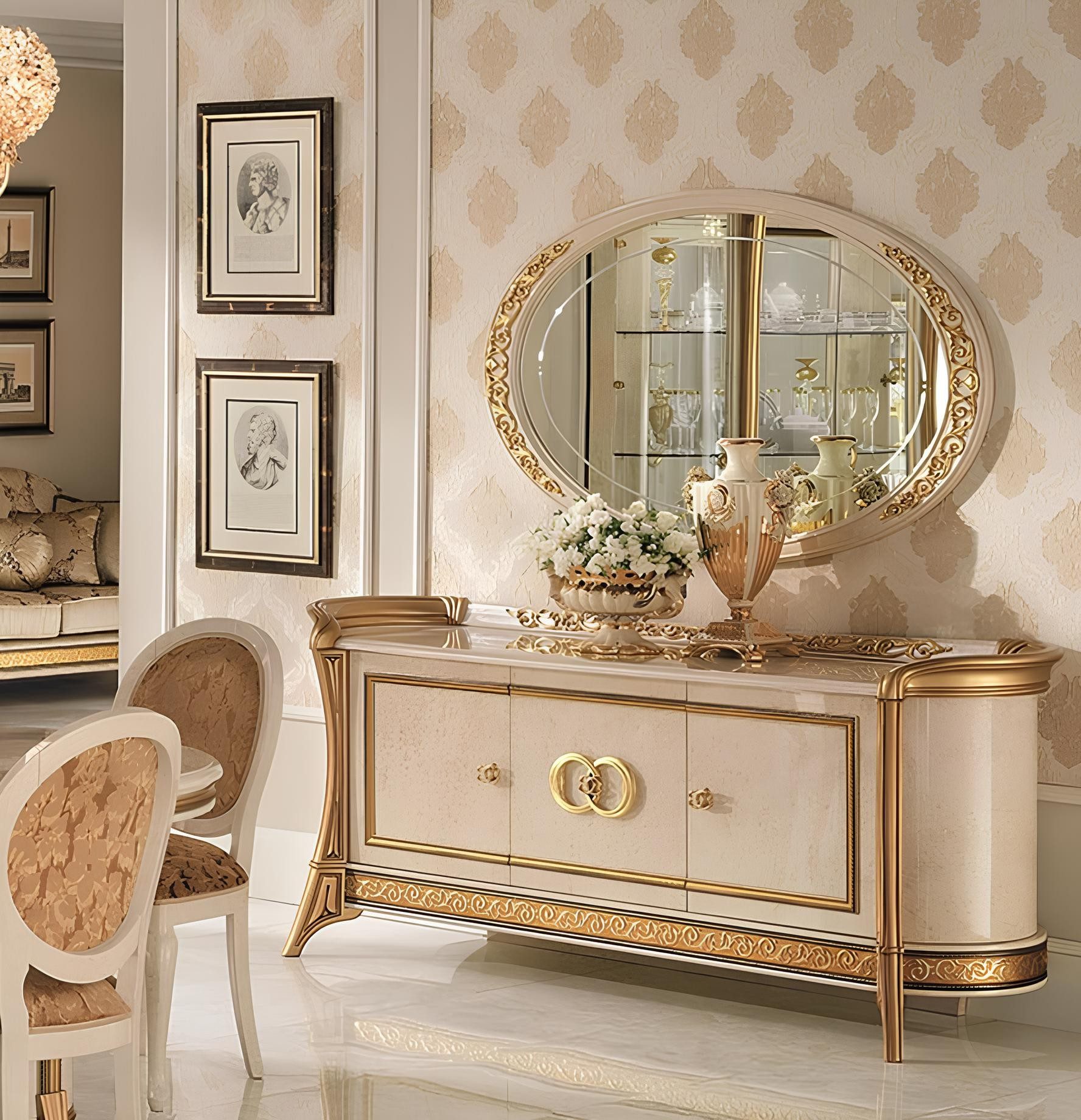 Xlmoebel Anrichte Spiegel Kommode Schlafzimmer Barock Rokoko arredoclassic, Made in Europa