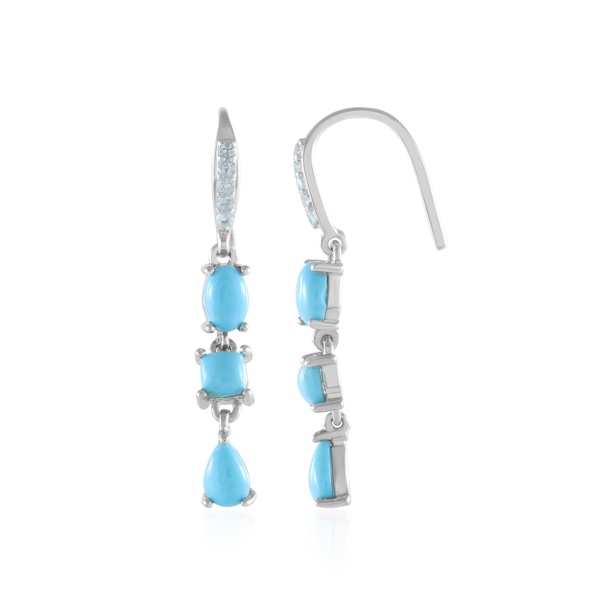 Cavill Ohrring-Set Cavill Ohrringe Damen 925 Silber plattiert, 2,36 ct Türkis & Blautopas (2-tlg)