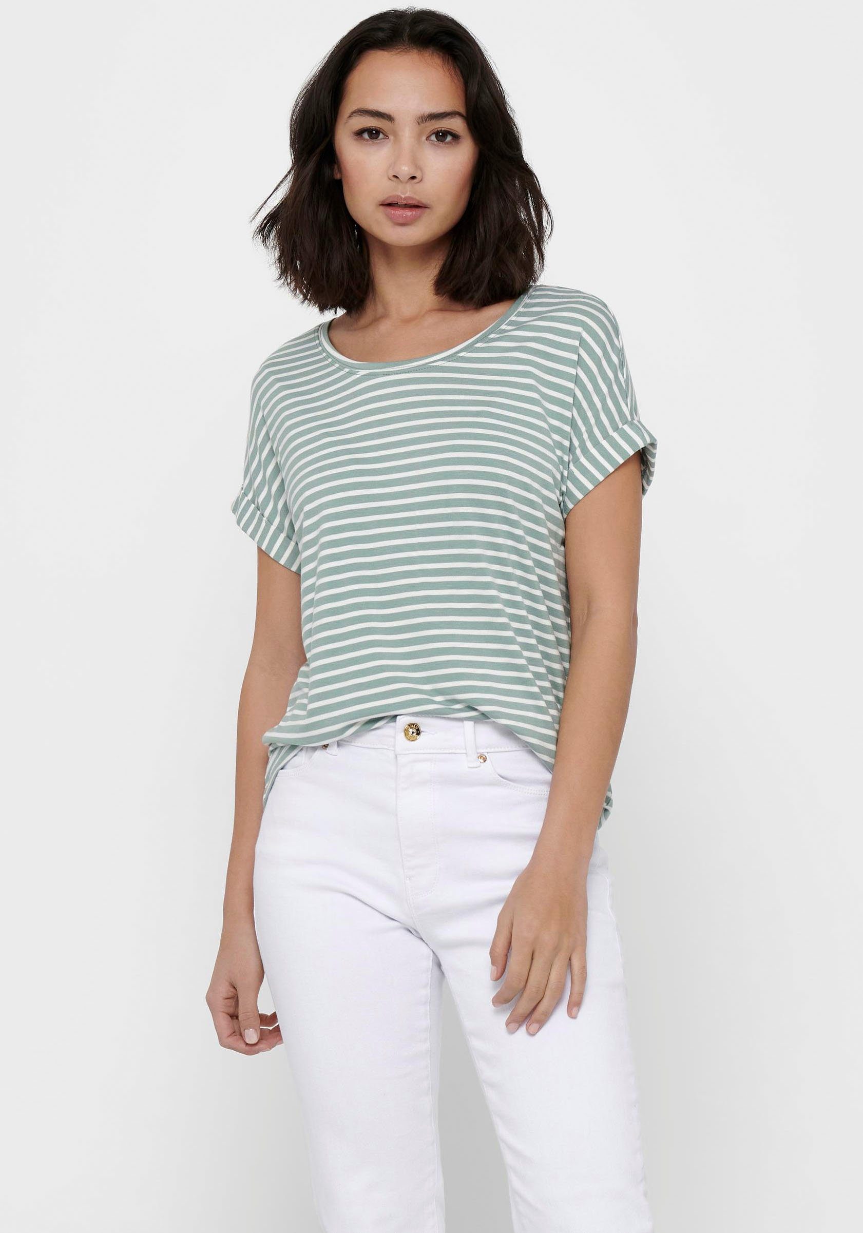 ONLY Kurzarmshirt ONLMOSTER STRIPE S/S O-NECK TOP JRS NOOS gestreift, lässi günstig online kaufen