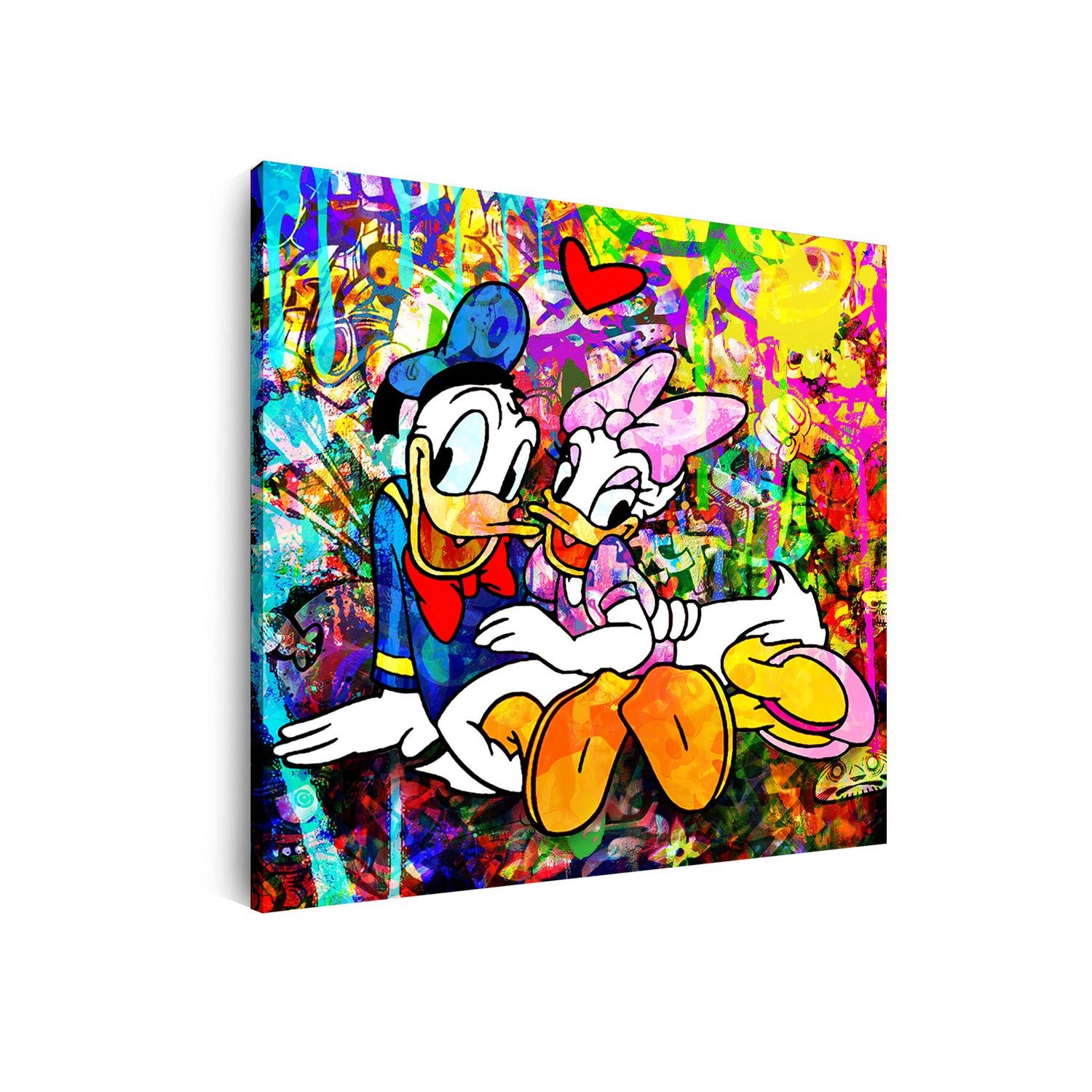 Artedinoi Leinwandbild Ducks Pop Art Kunst Leinwandbild Wandbild Kunstdruck XL Wanddeko, Comic-Enten, Porträt