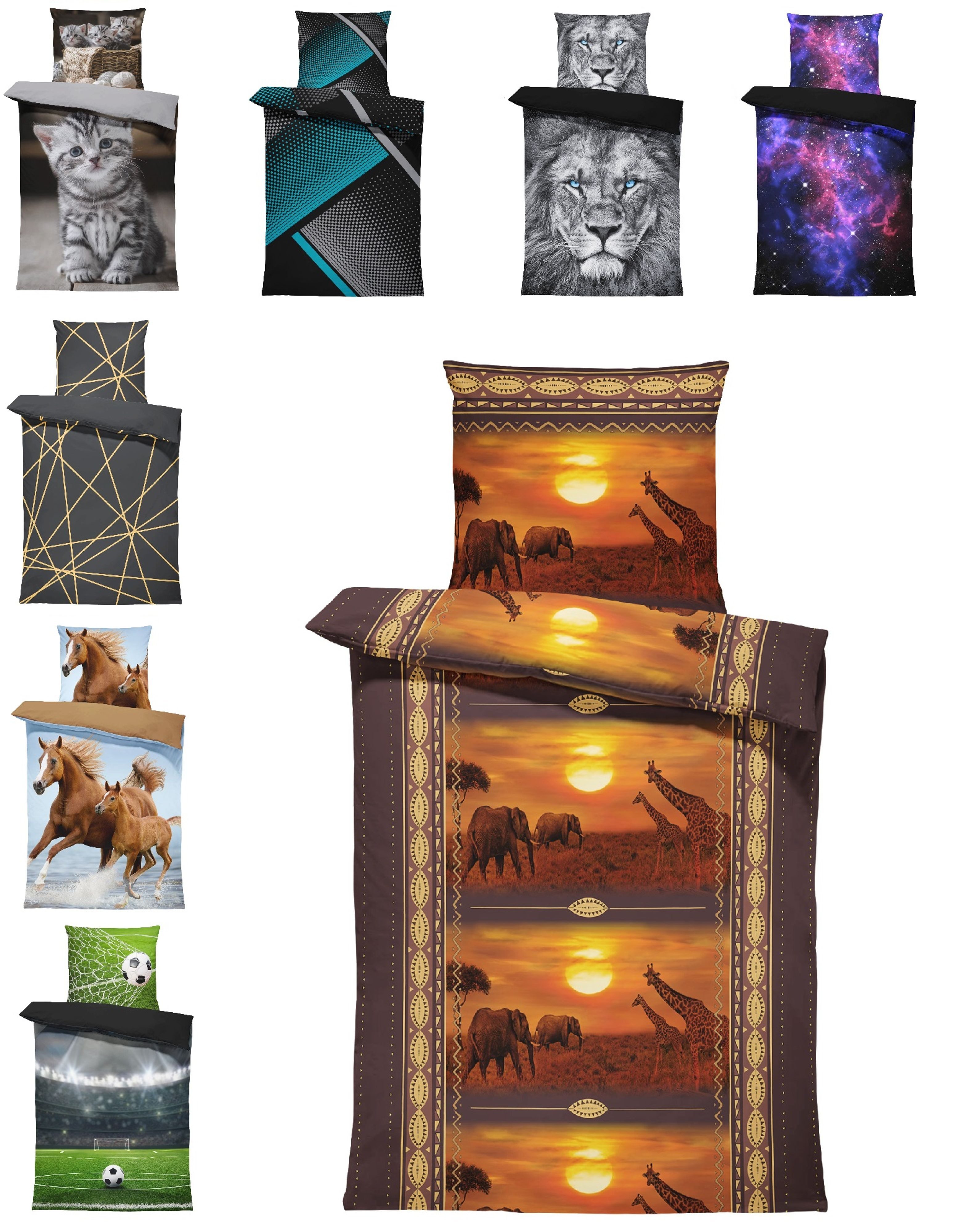 One Home Bettwäsche Fotodruck, Mikrofaser, 4 teilig, Afrika Safari Elefante günstig online kaufen