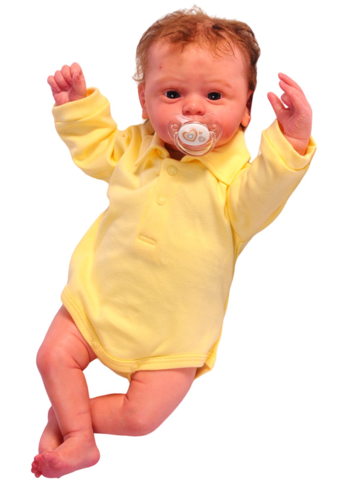 La Bortini Body Body langärmlig Baby Langarmbody in Gelb aus reiner Baumwolle, 44 50 56 62 68 74 80 86 92 98