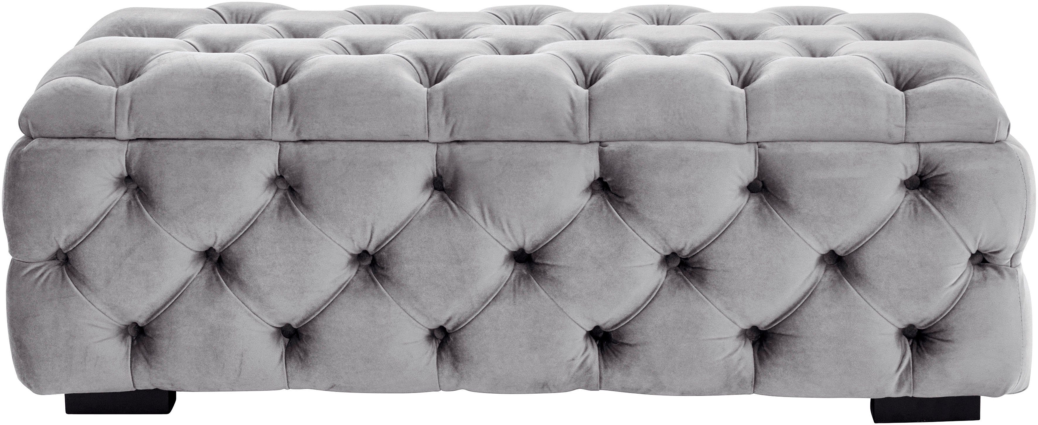 Home affaire Polsterhocker KALINA, hochwertige Knopfheftung, B/T/H: 120/55/45 cm, mit Staufach und innenliegenden Laschen zur besseren Aufbewahrung