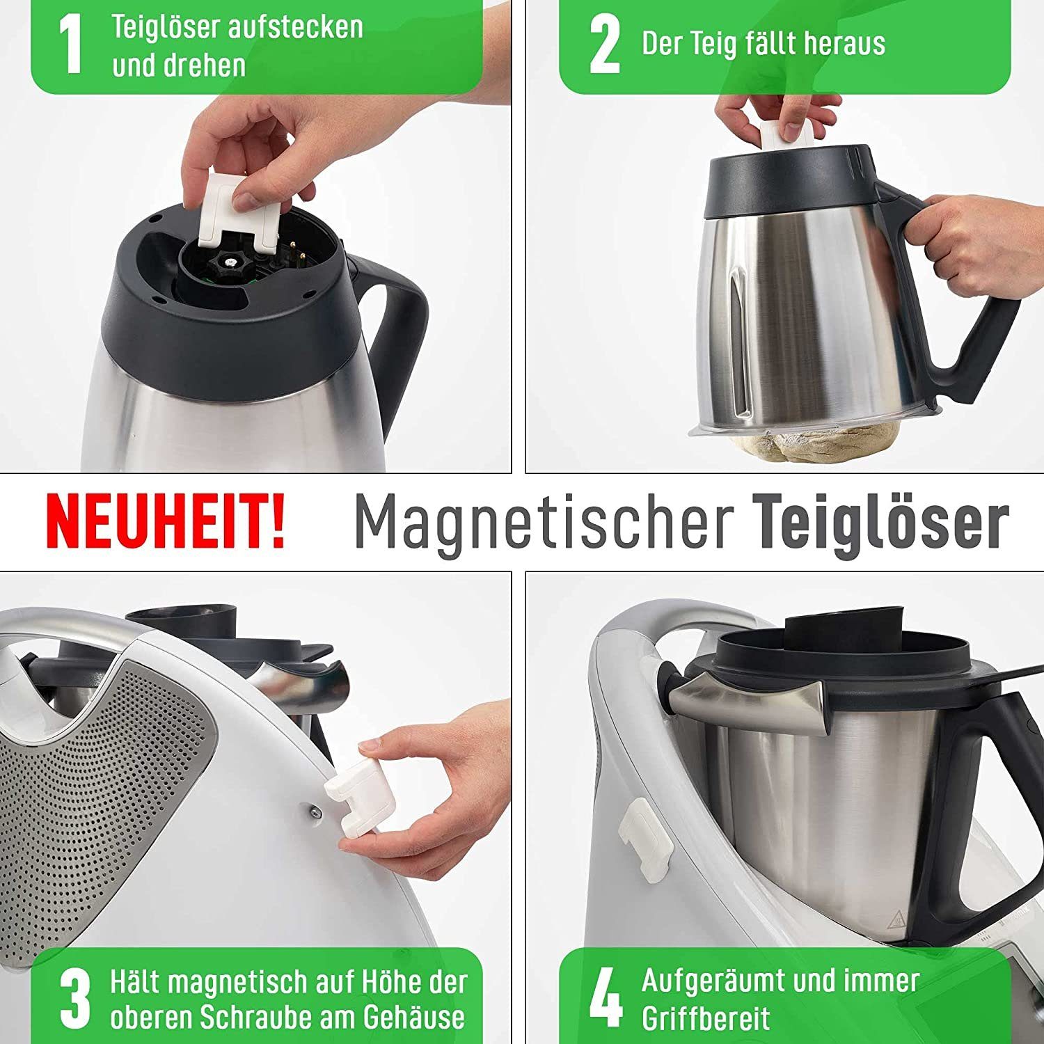 Mixcover Küchenmaschinen-Adapter KochFix Magnetischer Teiglöser Thermomix TM6 Teigblume für TM5 Mix-Topf für