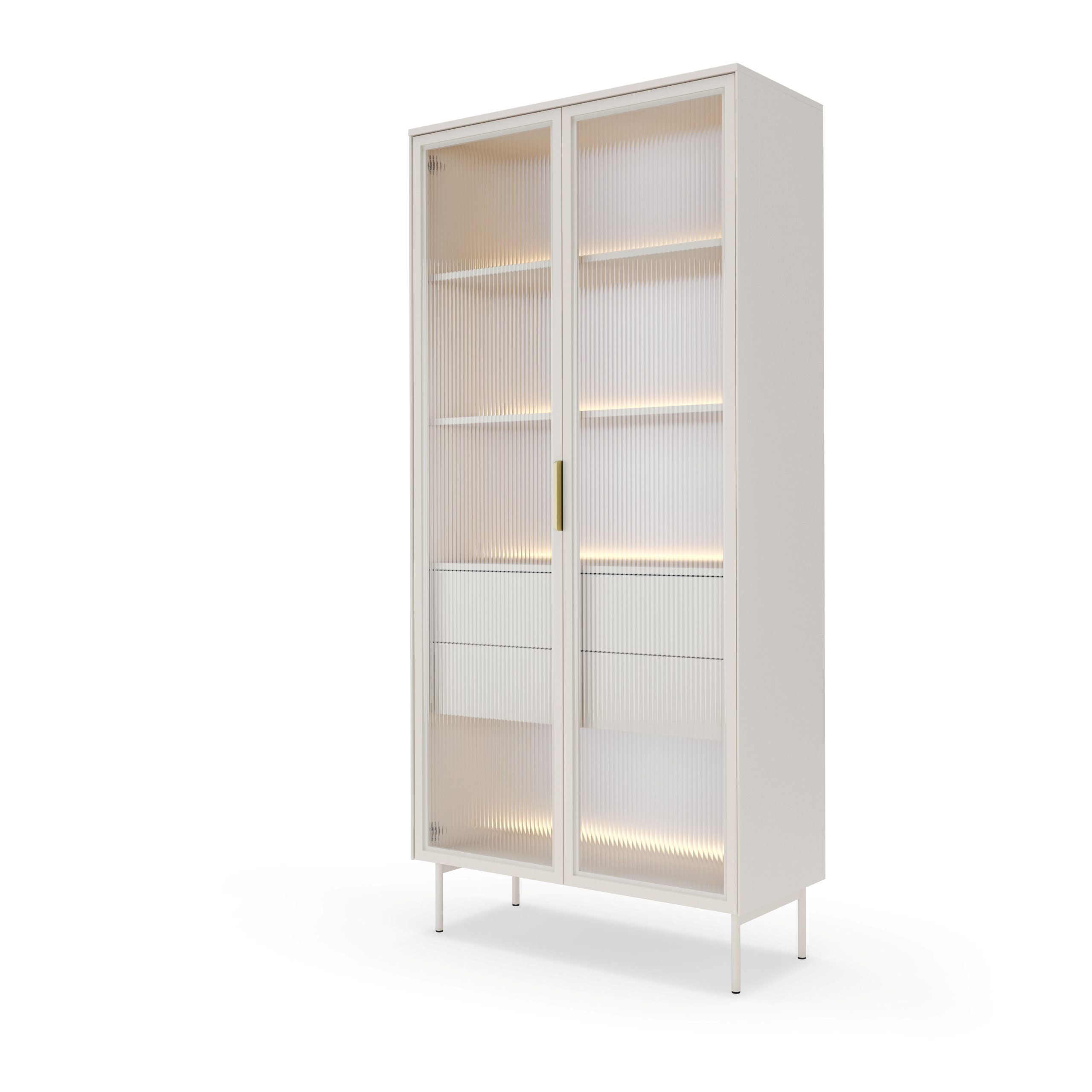 Masseno Glasvitrine Vitrinenschrank GLORIA 194,6 x 91,5 cm gelb