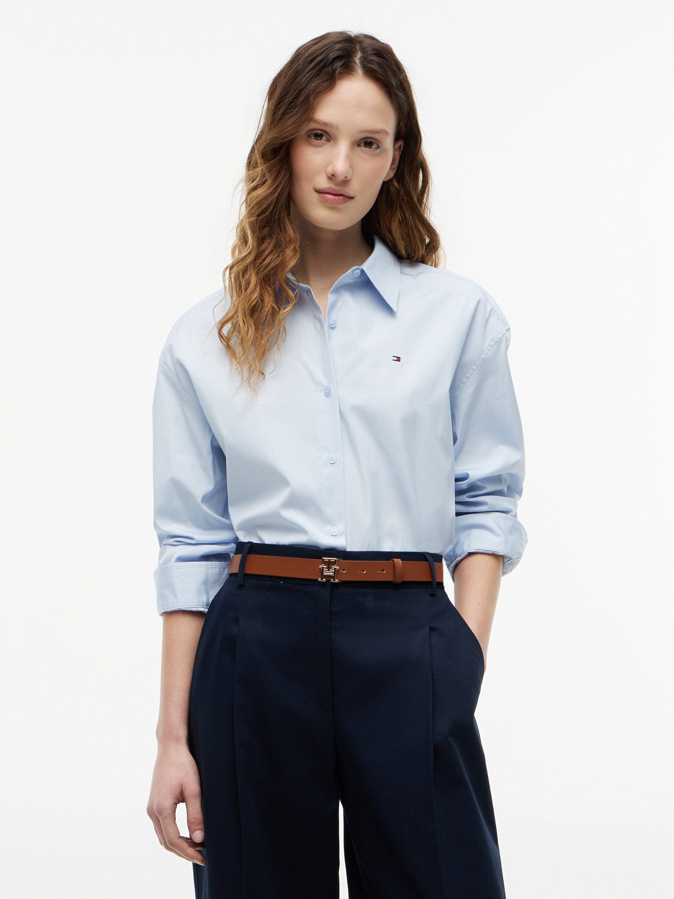 Tommy Hilfiger Hemdbluse SUMMER POPLIN LS BOXY SHIRT Baumwolle, Boxy Fit