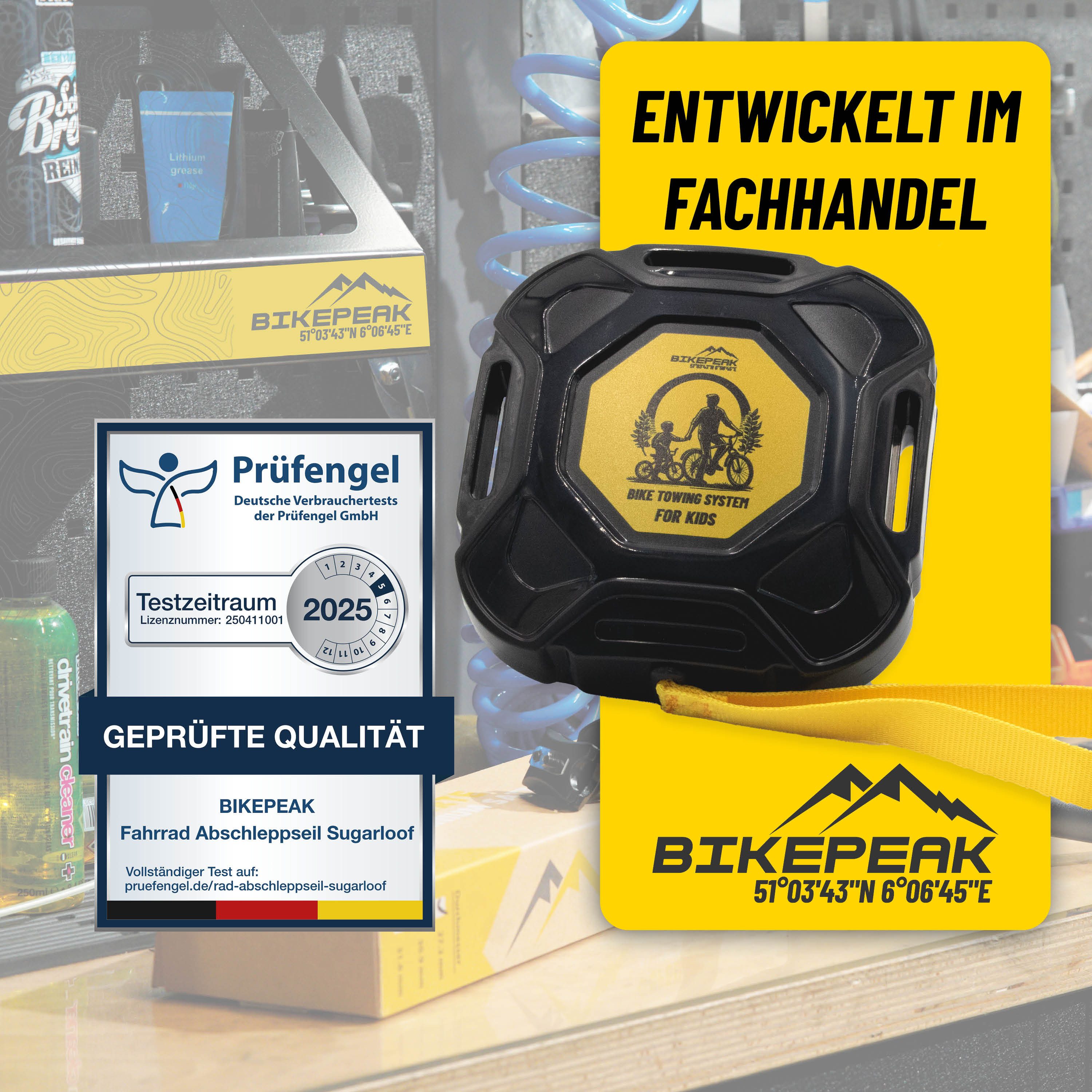 BikePeak Fahrradleine BikePeak Fahrrad Abschleppseil Sugarloof 250cm, Ziehen von Mitfahrer