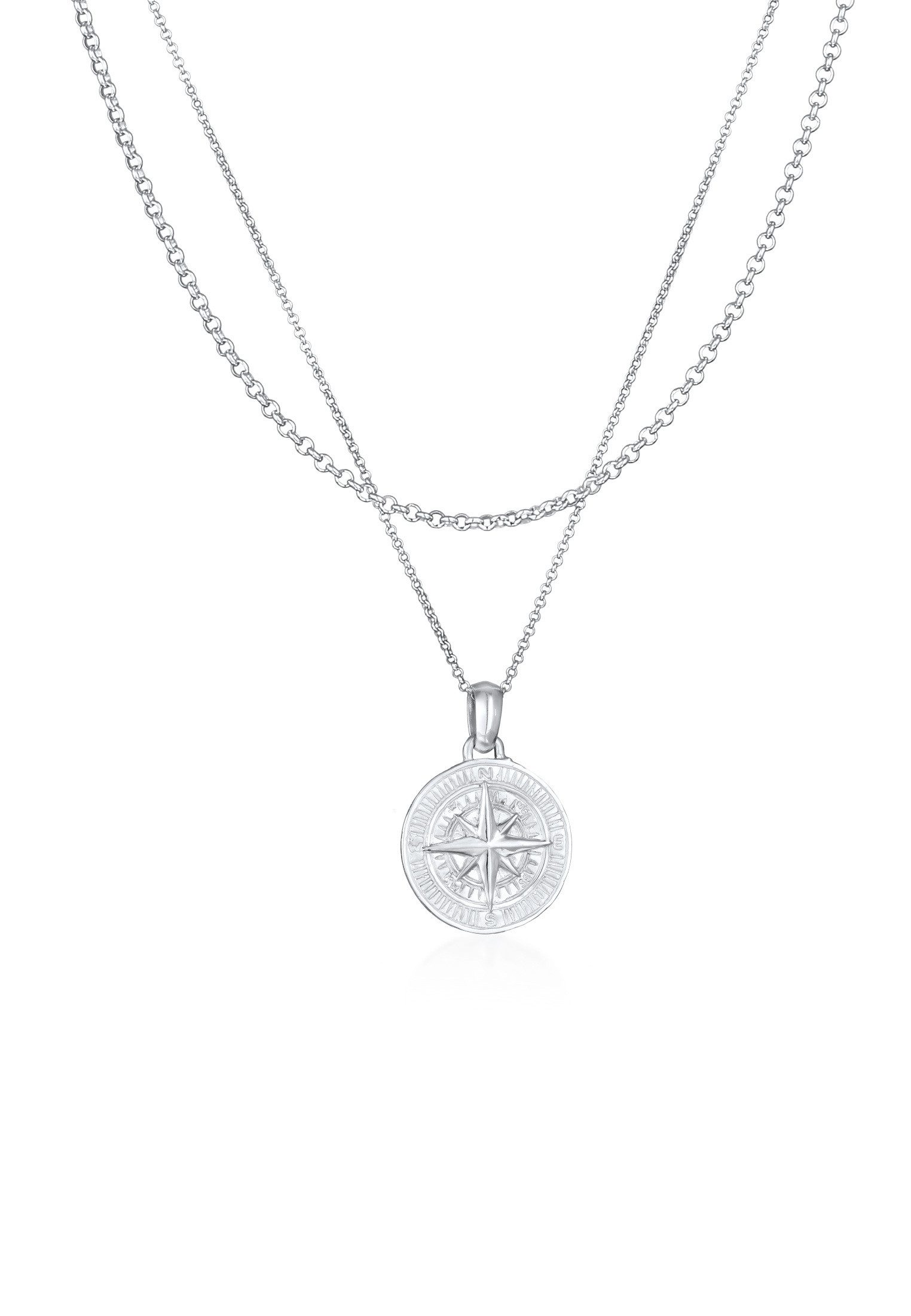 Kette mit Anhänger Herren Layer Kompass Maritim 925 Silber