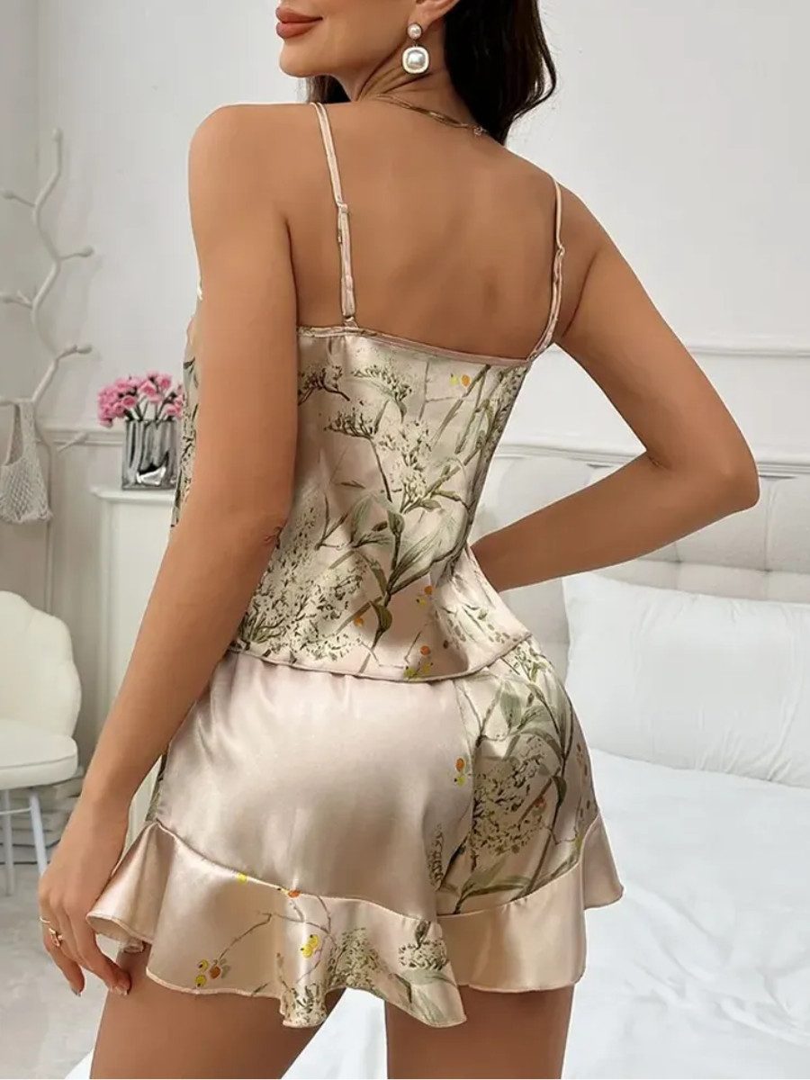 Elegant Love Shorty Loungewear: Pyjama mit Blumendruck - Nachtwäsche Set (Set, 2 tlg., 2 Stück) Dessous, Nachthemd Set – Bild 4 von 5
