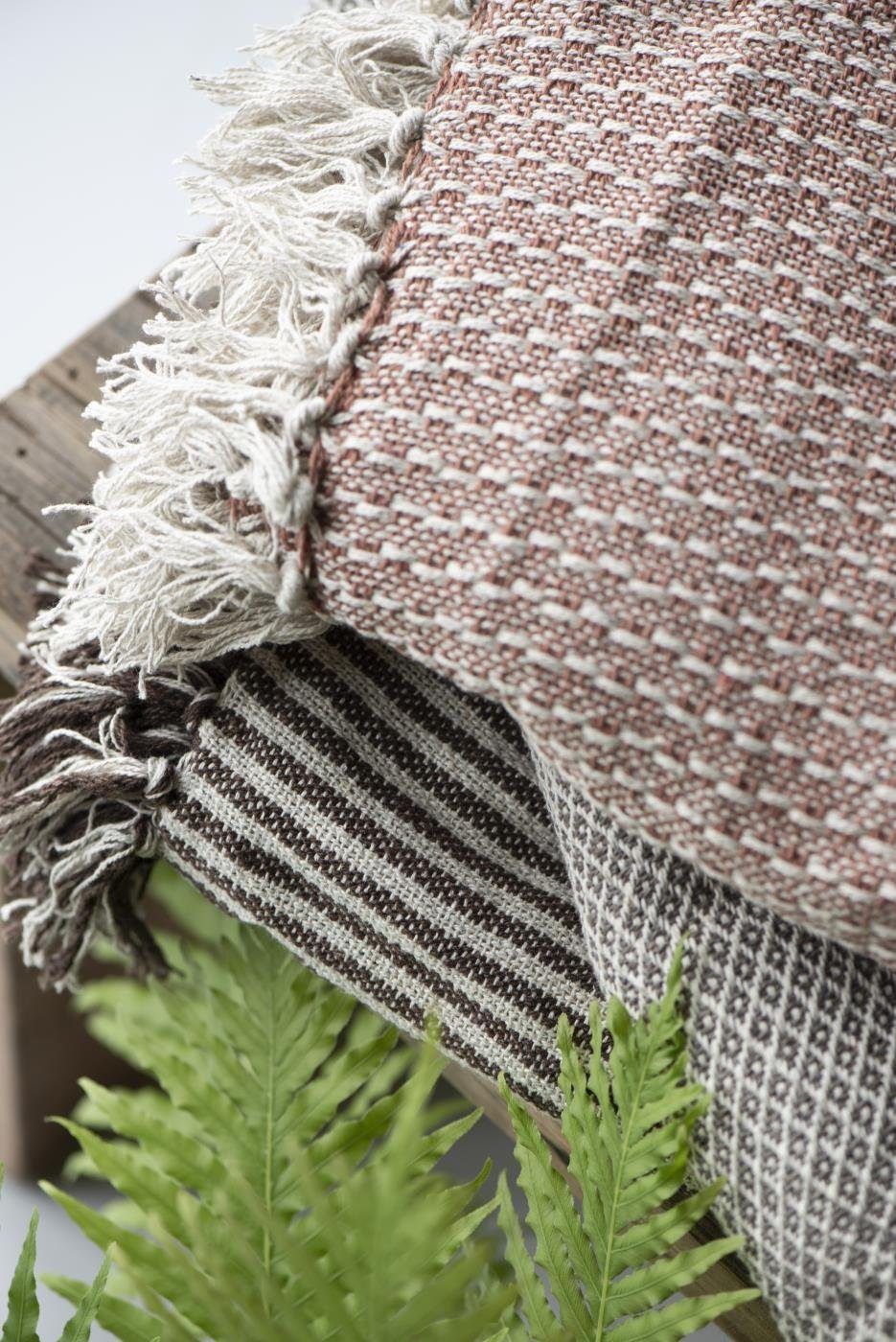 Wohndecke IB Laursen Plaid Rot-Braun Creme 130x160, Ib Laursen