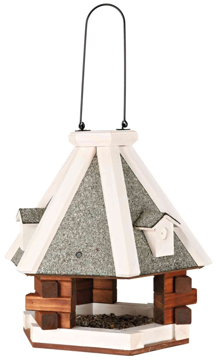 TRIXIE Vogelhaus Vogelfutterhaus zum Aufhängen - braun/weiß - ø 36 × 35 cm