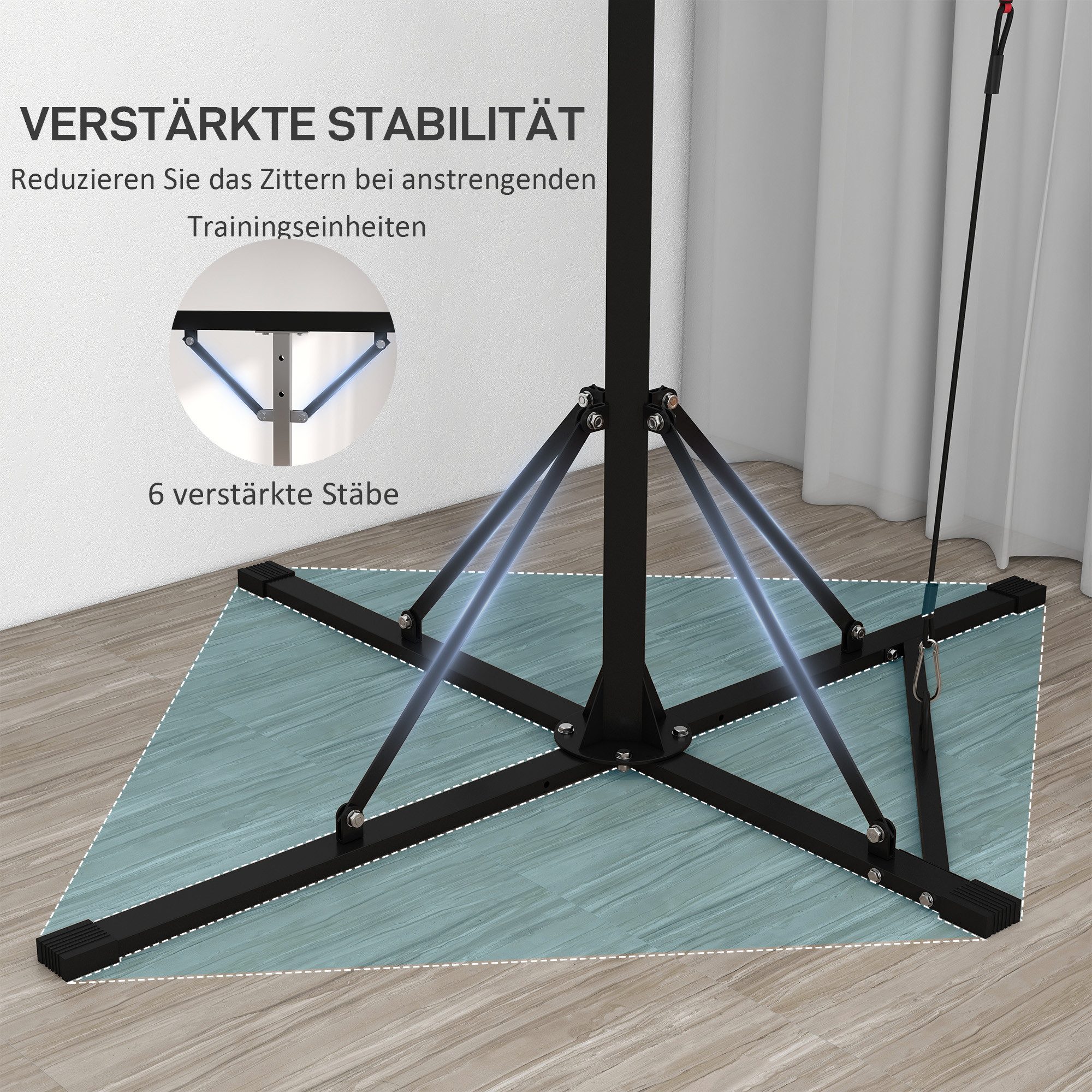 SPORTNOW Boxsackhalterung mit Speed Ball und verstärkter Stabilität, (bis 86 Zoll, Boxsackhalter, 1-tlg., Freistehender, Höhenverstellbarer Boxsackständer, Schwarz)