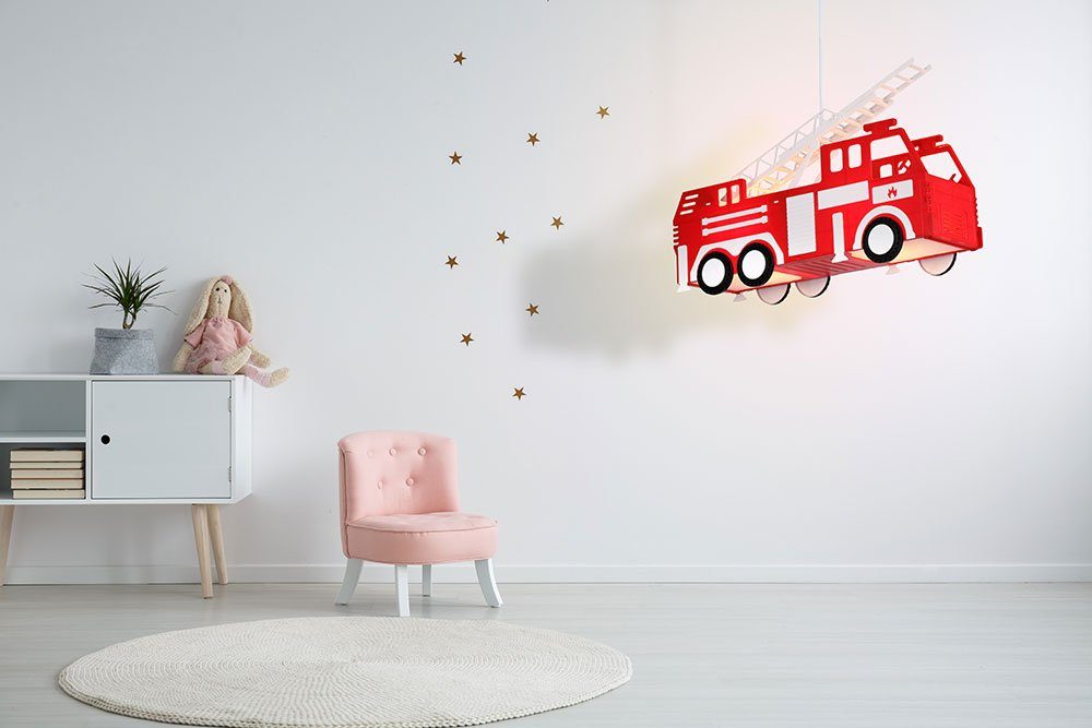 Warmweiß, Decken Kinder Auto LED inklusive, RGB Feuerwehr Farbwechsel, Pendel LED Pendelleuchte, etc-shop Hänge Leuchtmittel