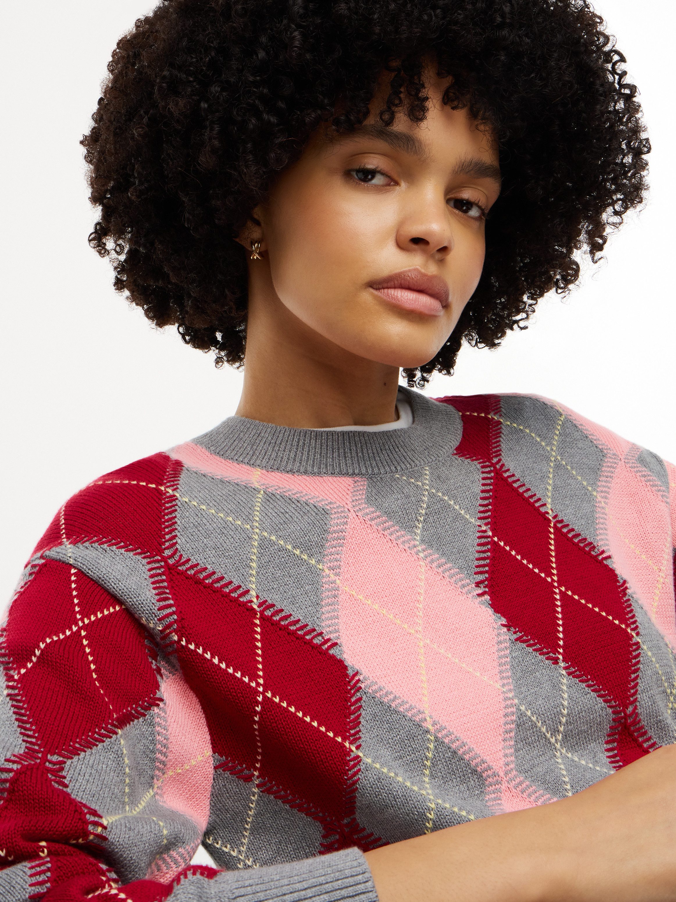 Tommy Hilfiger Strickpullover ARGYLE PREP C-NK SWT Baumwolle, Argyle Strickmuster