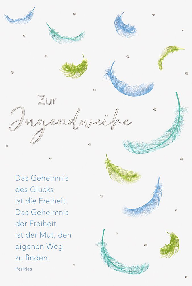 Grußkarten Jugendweihe - Glückwunschkarte - Federn - "Zur Jugendweihe