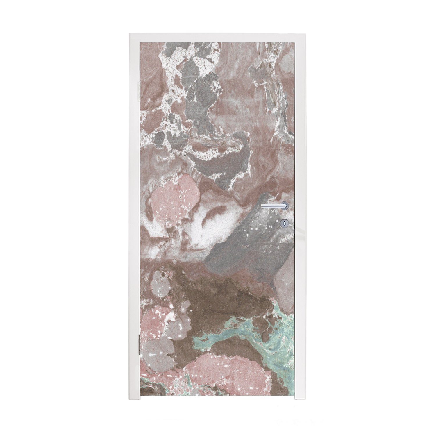 MuchoWow Türtapete Rot - Weiß - Granit - Kieselsteine, Matt, bedruckt, (1 St), Fototapete für Tür, Türaufkleber, 75x205 cm