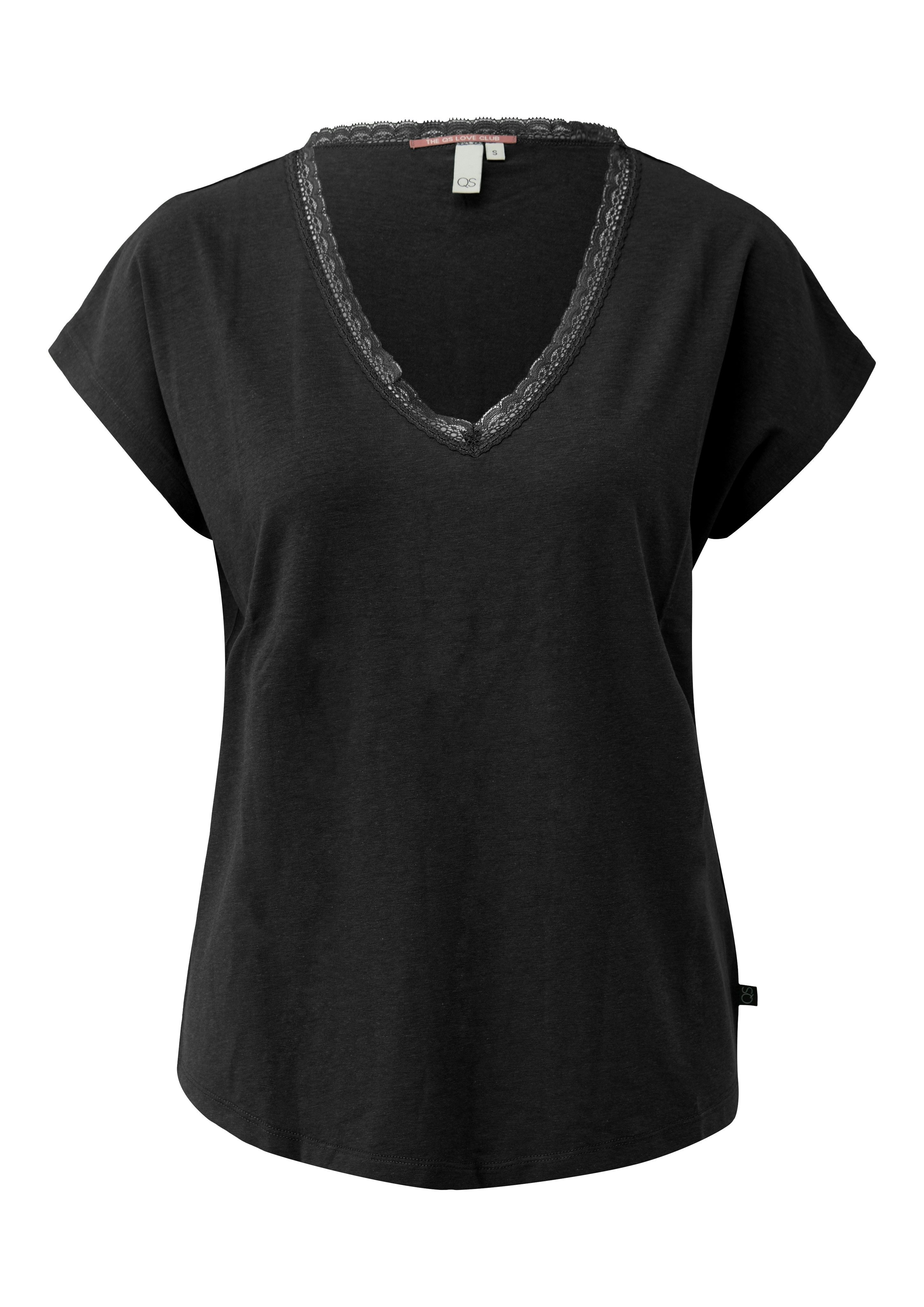 QS Kurzarmshirt mit V-Ausschnitt und Spitze – Bild 4 von 4