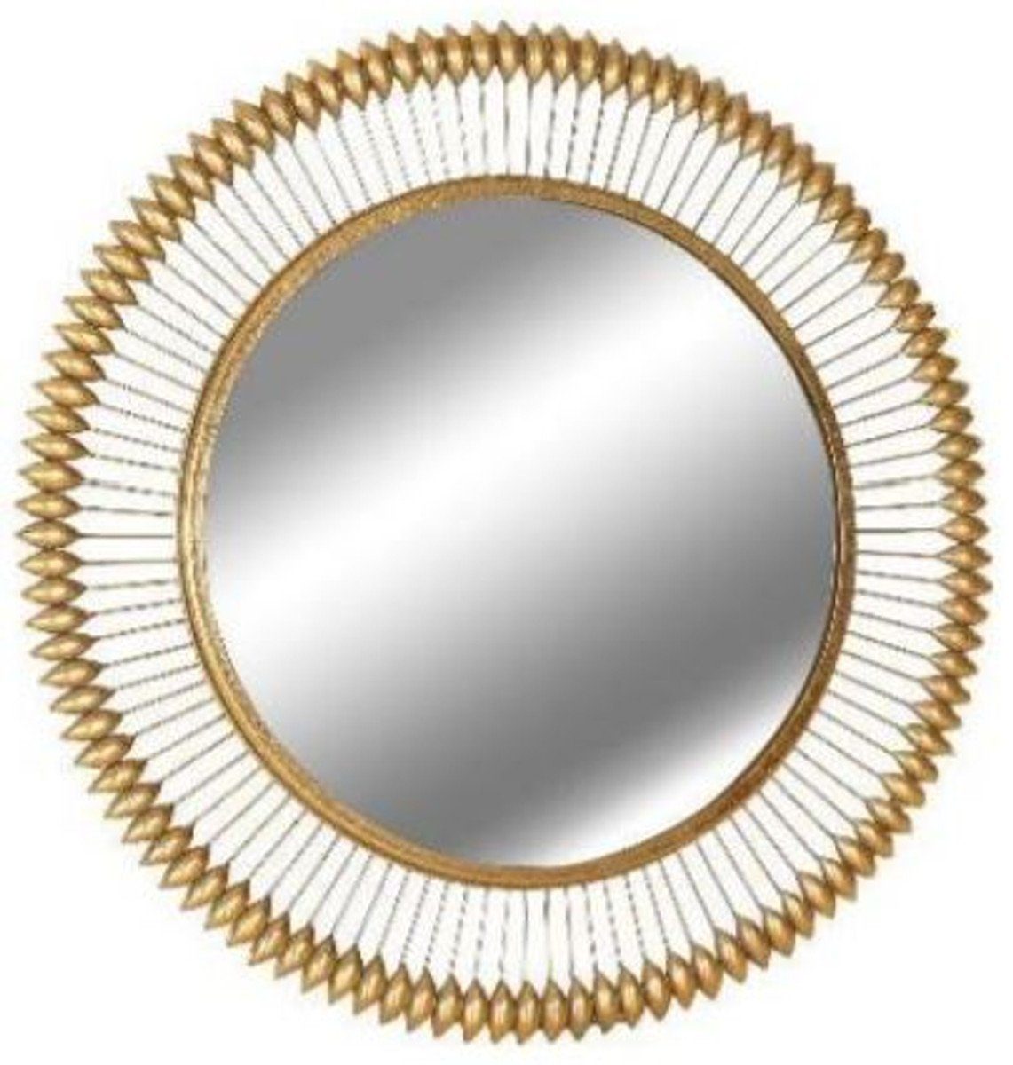 Casa Padrino Spiegel Designer Spiegel Gold Ø 90 cm - Moderner mit Goldfolie pulverbeschichteter Metall Wandspiegel - Luxus Deko Accessoires