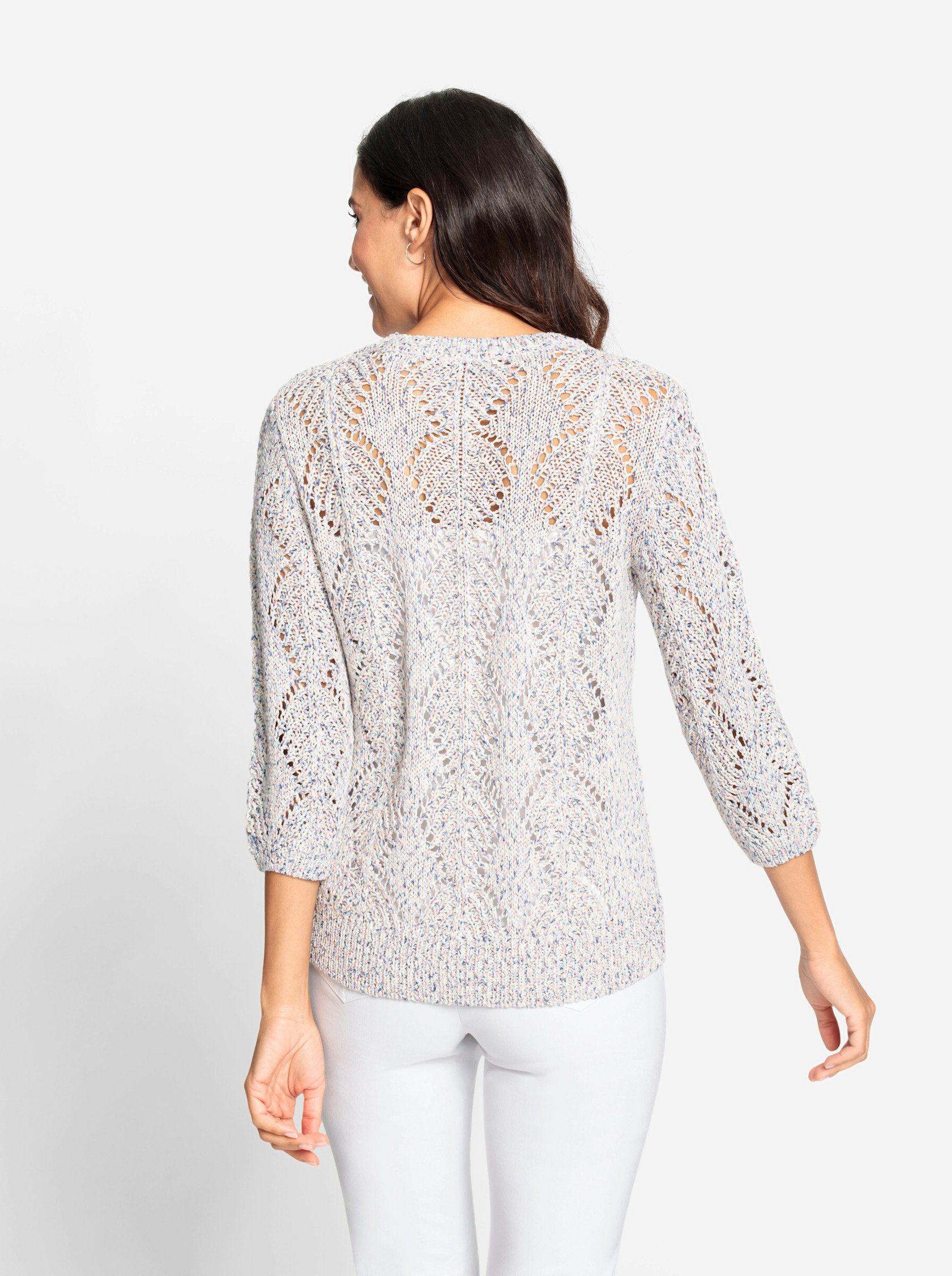 Witt Strickpullover Pullover 3/4-Arm Ajour, Grobstrick, Jersey