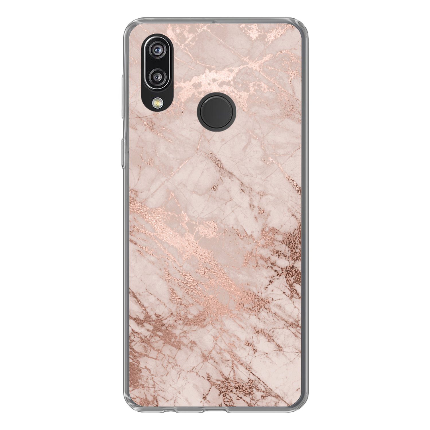 MuchoWow Handyhülle für Huawei P20 Lite (2020) Marmor - Rosa - Luxus - Marmoroptik - Glitz, Handy Case, Silikon, Bumper Case Dünn