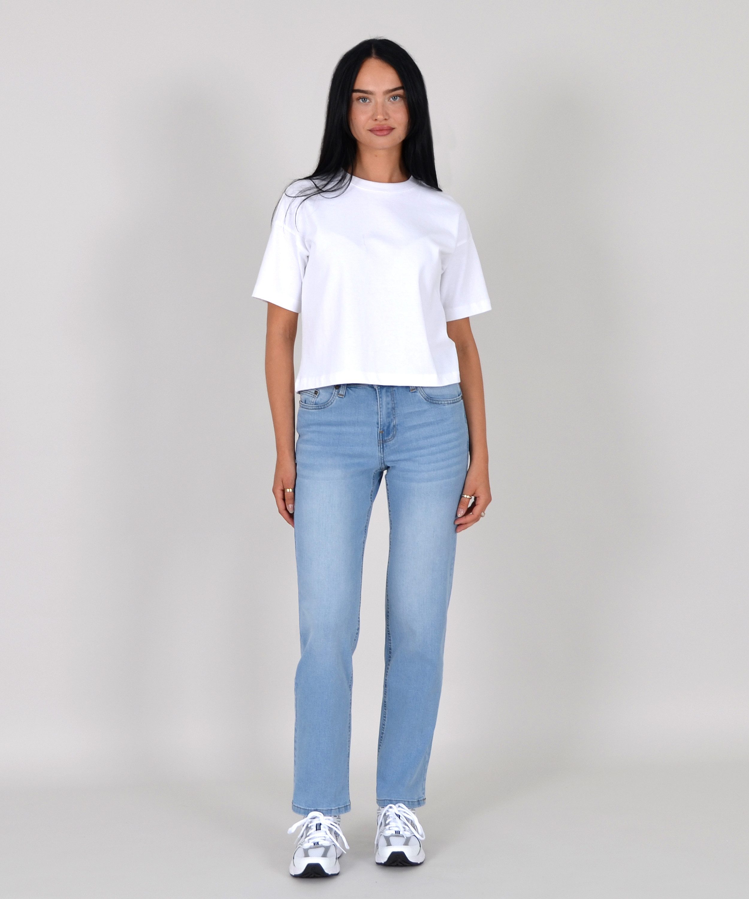 ESRA Straight-Jeans Damen Jeans Gerade hohe Leibhöhe Stretch-Jeans Damen Re günstig online kaufen