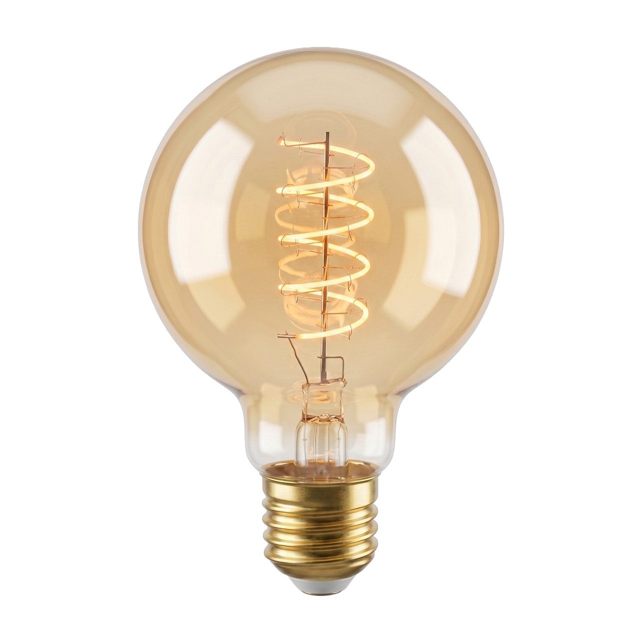hofstein LED-Leuchtmittel 6er Set Glühbirne Extra Warmweiß dimmbar 6 Watt, E27, 2200 Kelvin, 400 Lumen, Globe Vintage, Filament Spirale, Amber