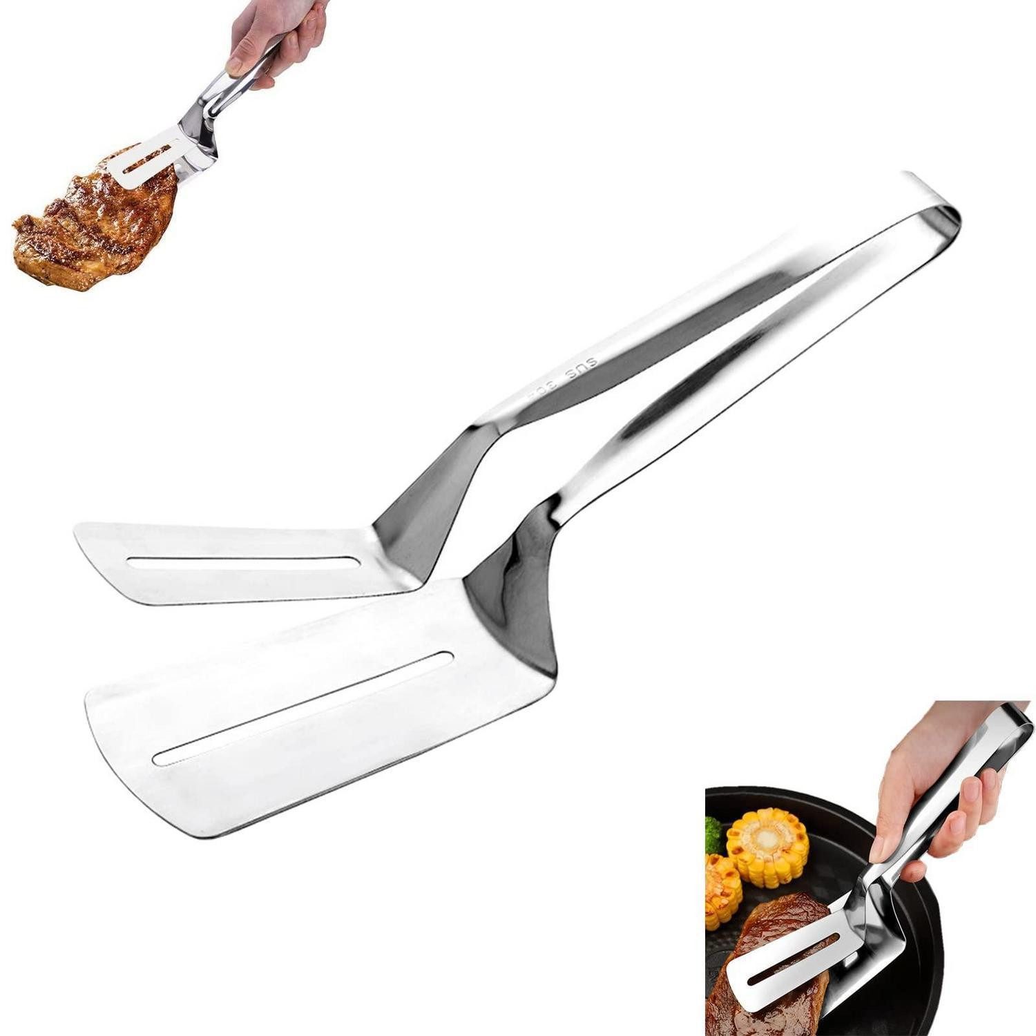 LuxusKollektion Grillzange Küchenzange 2-in-1 Edelstahl 304