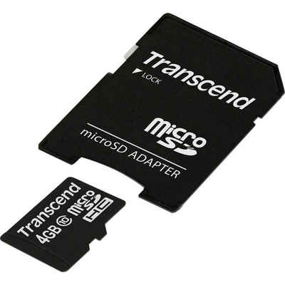 Transcend microSDHC Karte 4GB Class 10 mit SD-Adapter Speicherkarte (inkl. SD-Adapter)