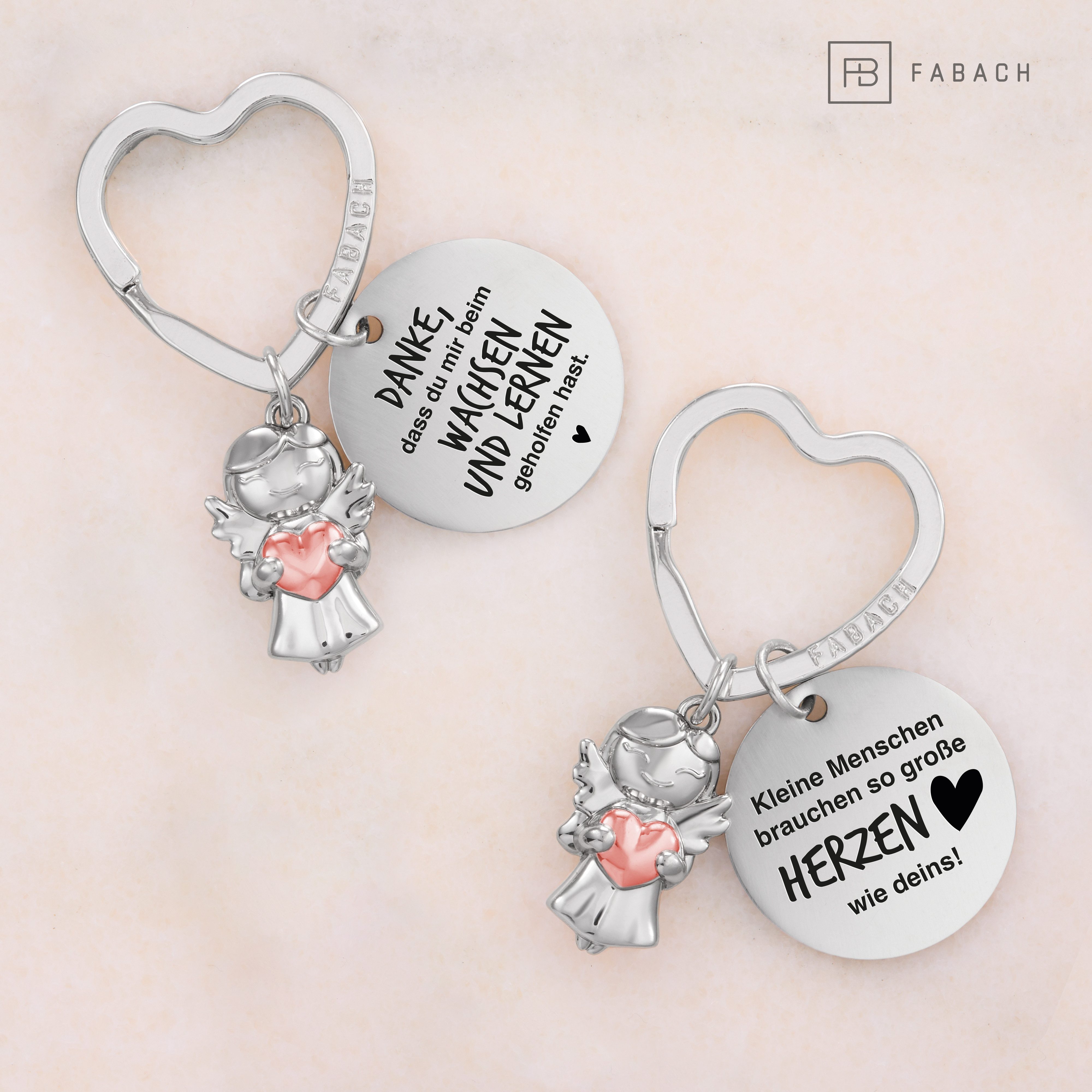 FABACH Schlüsselanhänger Schutzengel Star in Charms Größe mit Gravur "Beste Erzieherin"