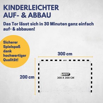 Best Sporting Fußballtor Best Sporting Fußballtor Soccer 300cm x 200 cm I Handballtor Kinder, Hochwertiges Kindertor aus Metall mit Netz I Schwarz Weiß