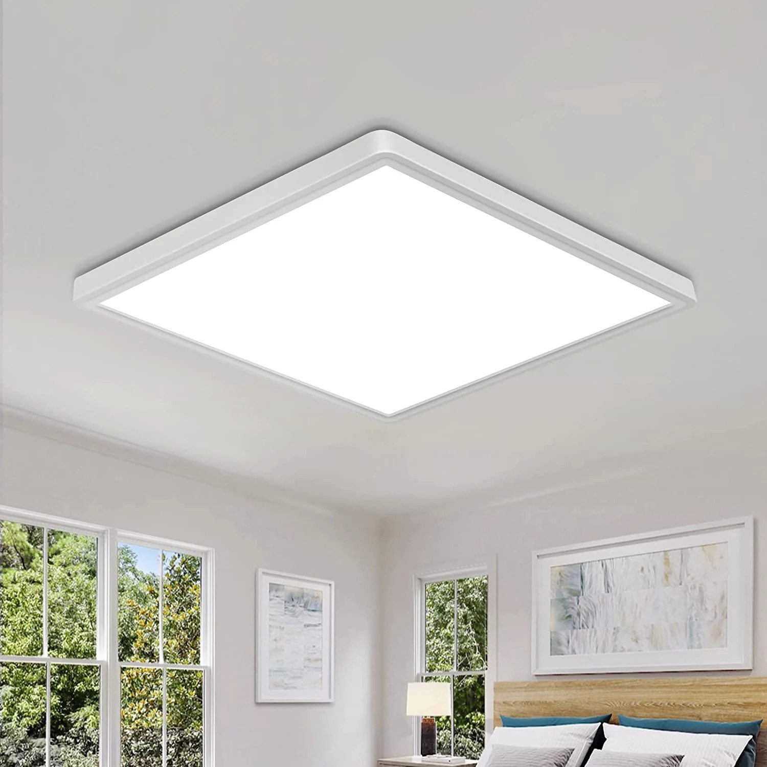 Riserva LED Deckenleuchte Ultraflache LED Deckenleuchte Weiß 24W IP44 Spritzwassergeschützt, LED wechselbar