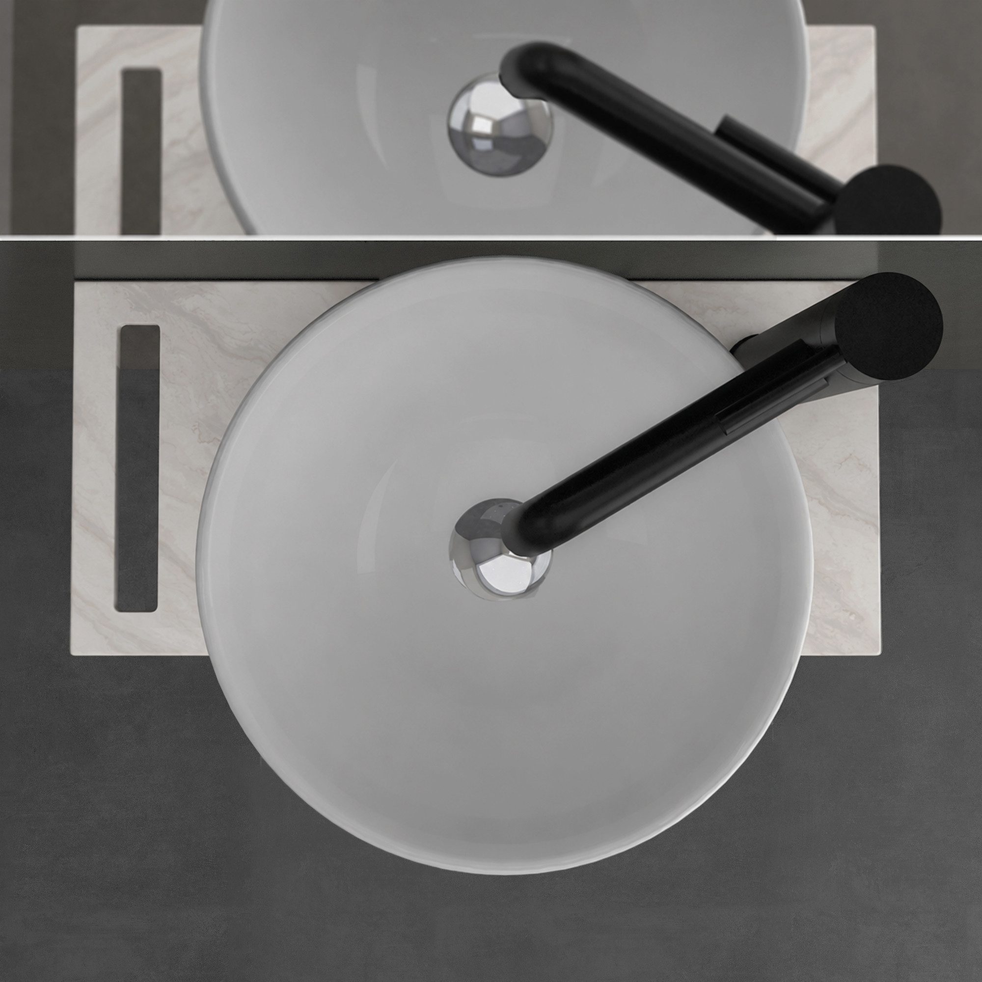 Alpenberger Badmöbel-Set mit Aufsatzwaschbecken Waschtisch mit Unterschrank & Keramikplatte, (Gäste WC Waschtisch mit Waschbecken, Waschbeckenunterschrank mit S – Bild 3 von 5