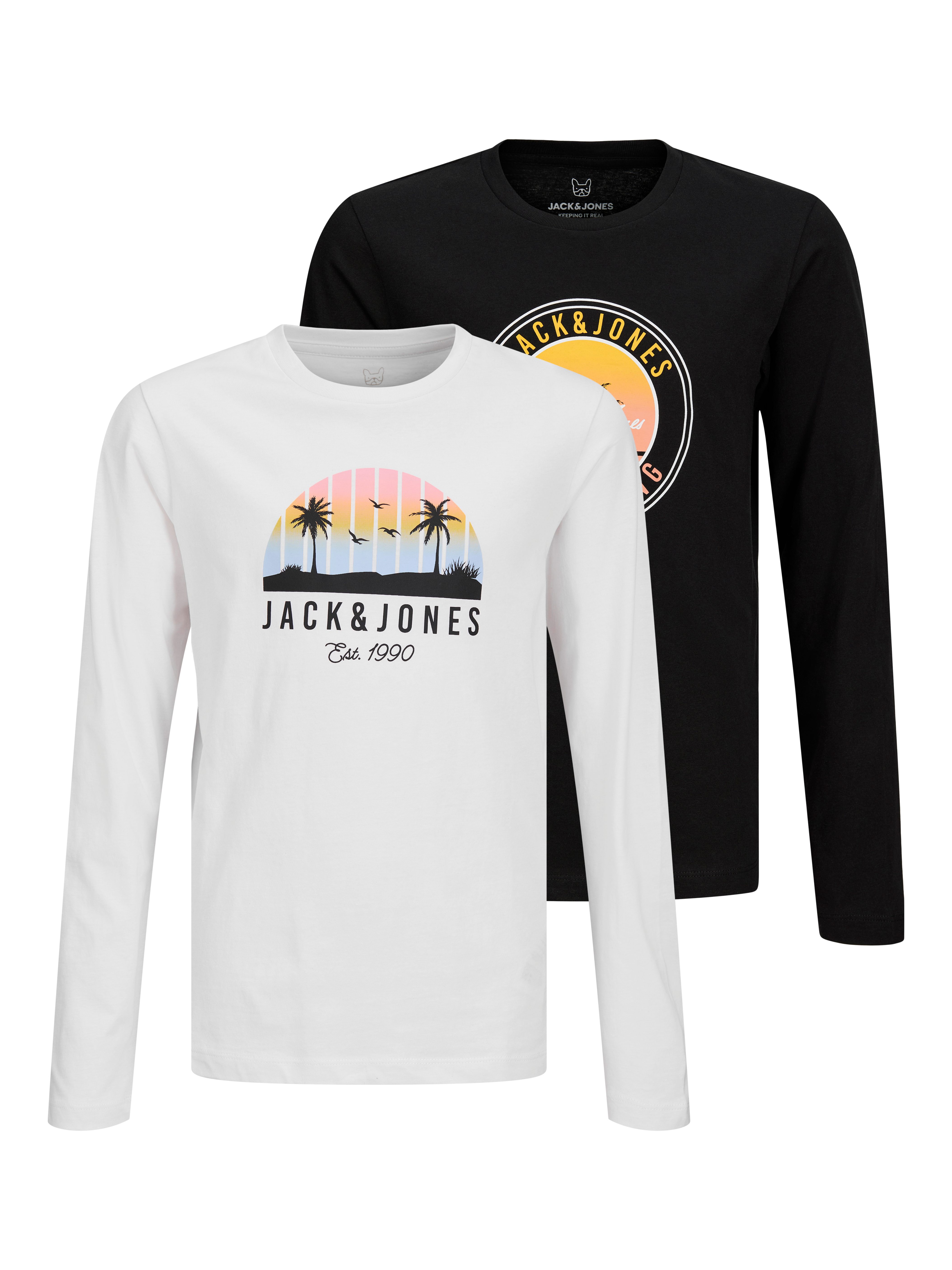 Jack & Jones Junior Langarmshirt JJPALM TEE LS CREW NECK 2PK MP JNR (Packung, 2-tlg) Baumwolle, regular fit