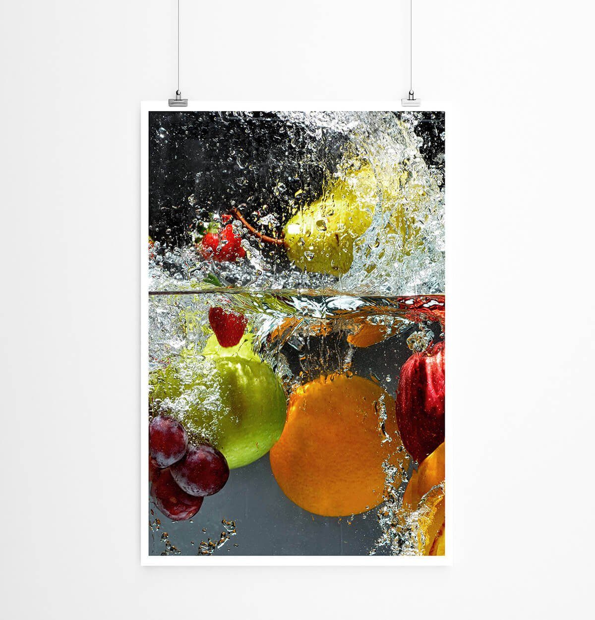 Sinus Art Poster 60x90cm Food-Fotografie Poster Obst im spritzenden Wasser
