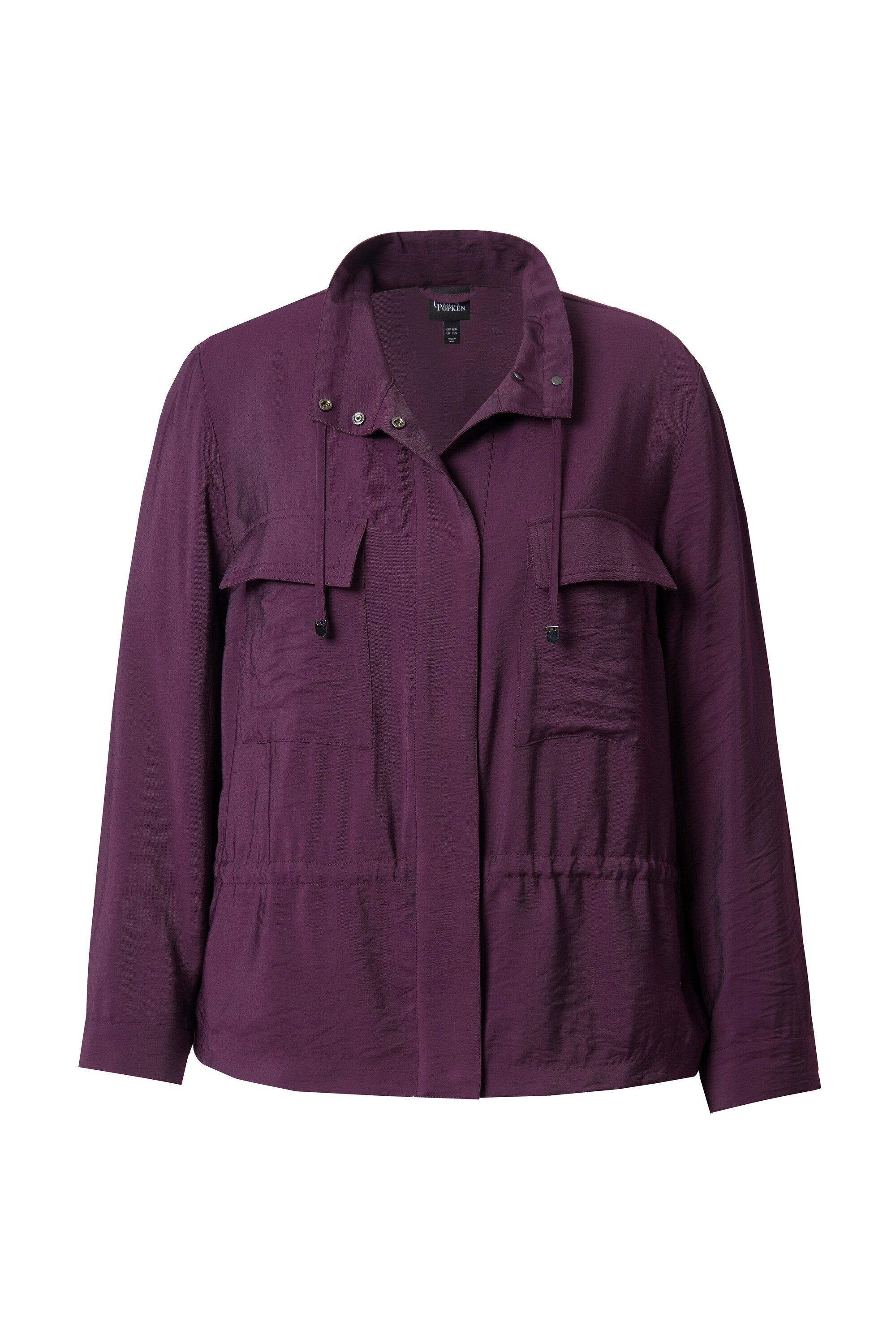 Ulla Popken Sommerjacke Jacke gehämmert Tunnelzug Stehkragen Langarm günstig online kaufen