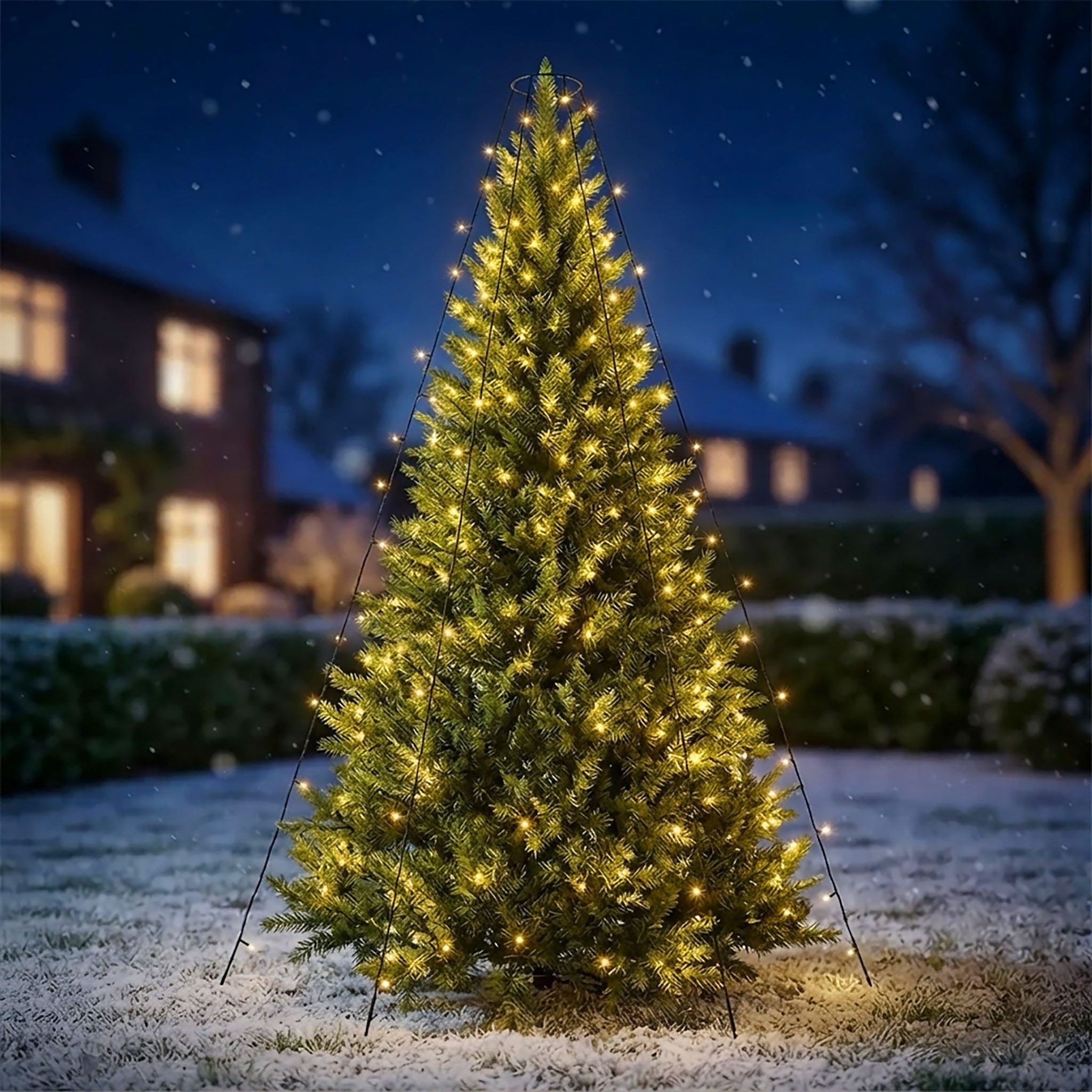 Spetebo LED-Lichternetz LED Fahnenmast Lichterkette 120 LED, 120-flammig, Weihnachtsbaum und Fahnenmast Beleuchtung
