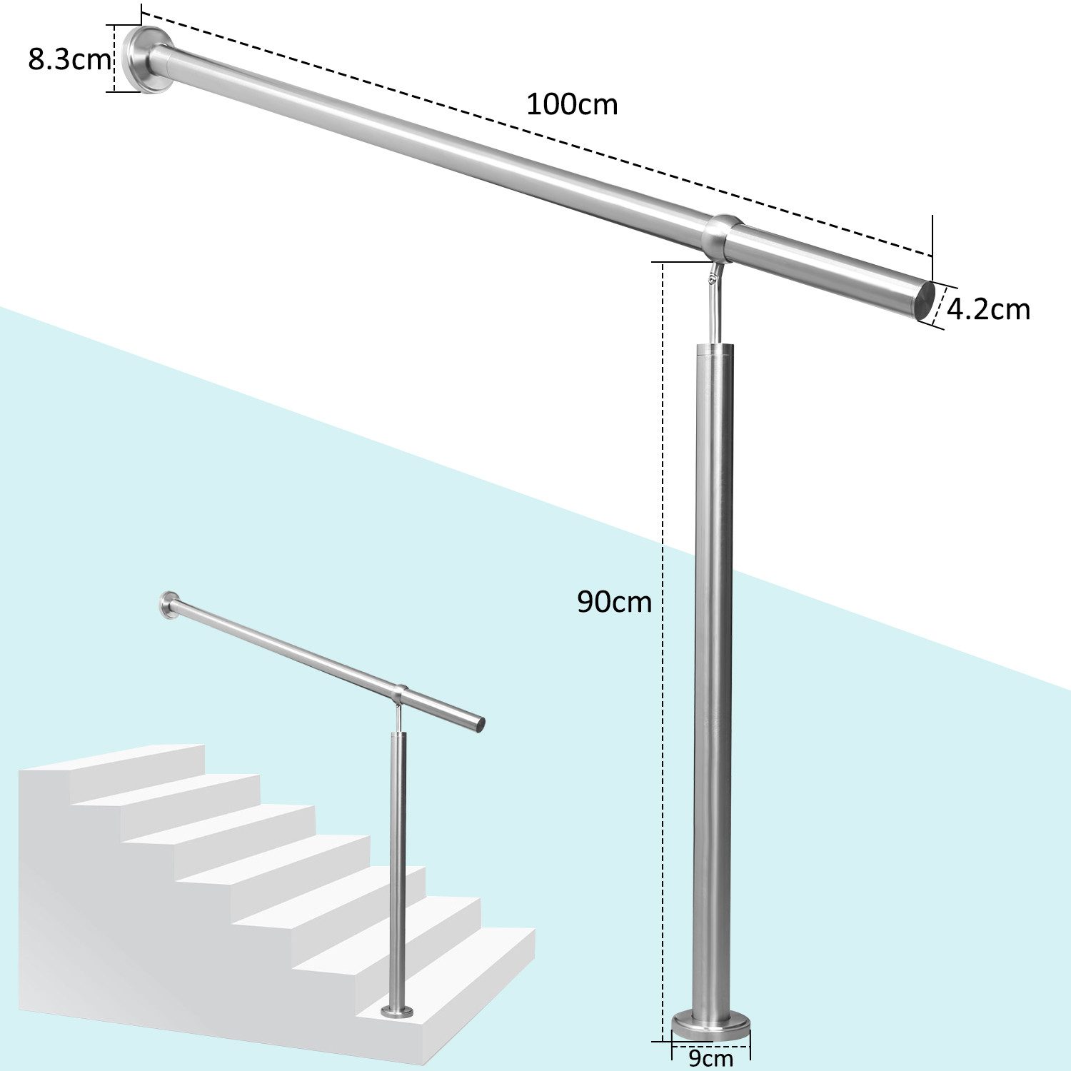 Clanmacy Treppengeländer Treppengeländer Geländer Handlauf 100cm Eingangsge günstig online kaufen