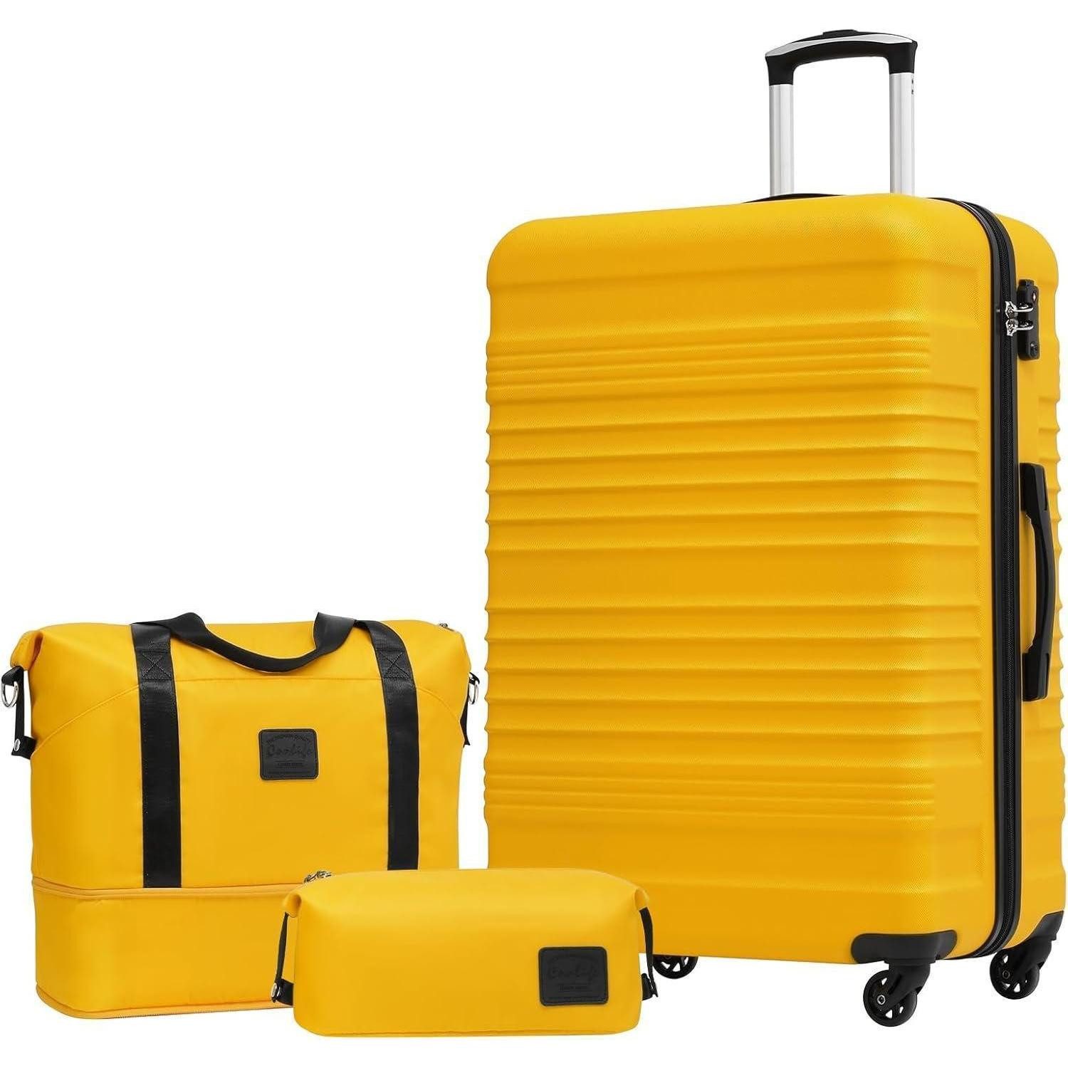 LuxusKollektion Kofferset Koffer Set ABS Hartschale Reisekoffer 4 Rollen TSA-Schloss 3tlg