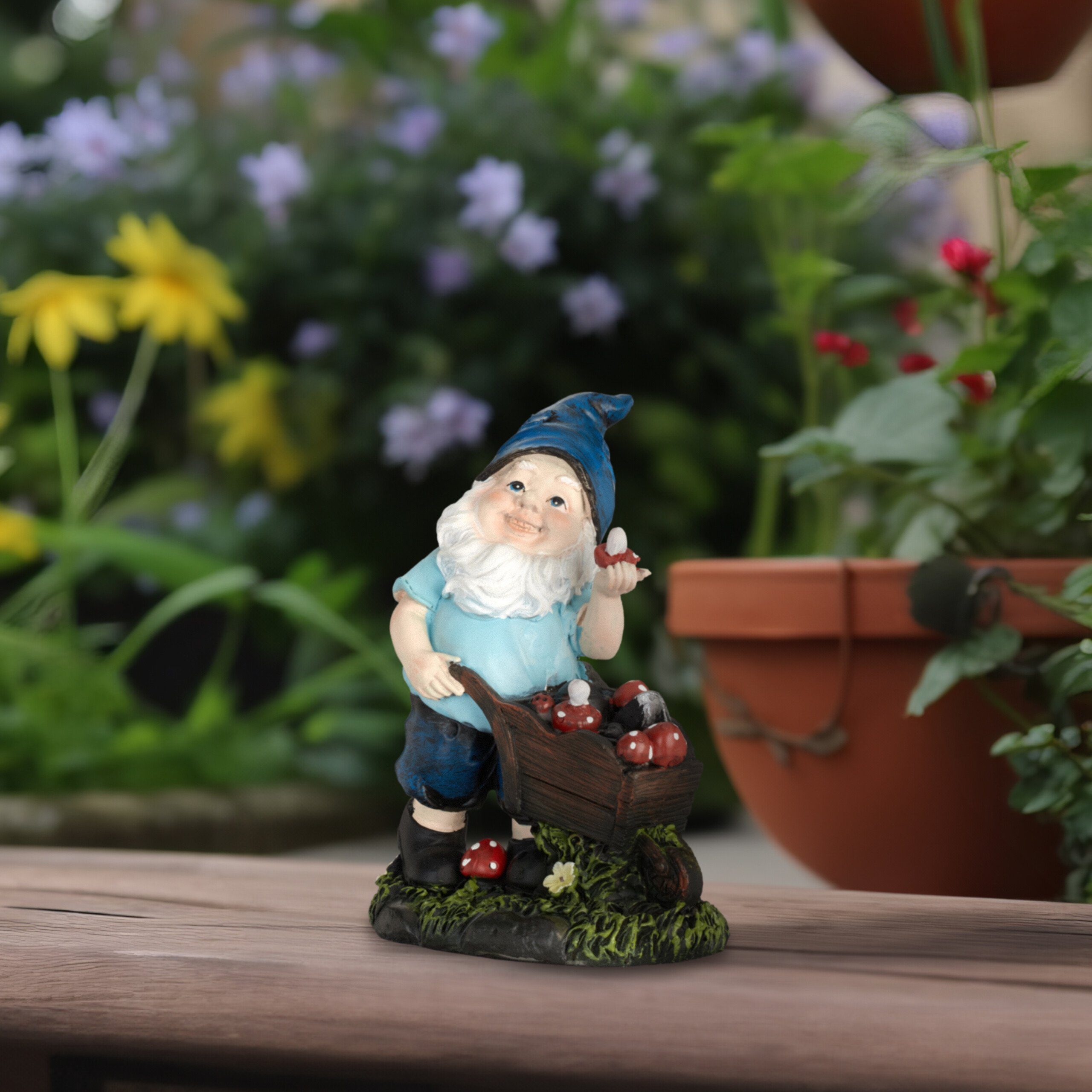 relaxdays Gartenzwerg mit Pilze günstig online kaufen