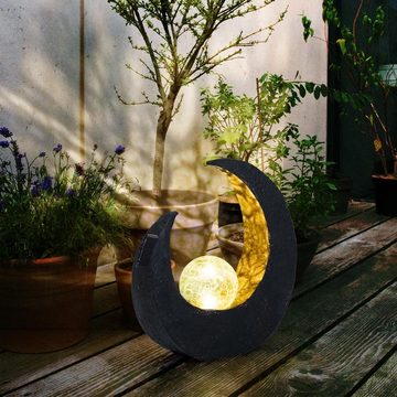 etc-shop LED Solarleuchte, Leuchtmittel inklusive, Gartendeko Solarlampen für Außen Outdoor Balkon Deko schwarz gold Mond