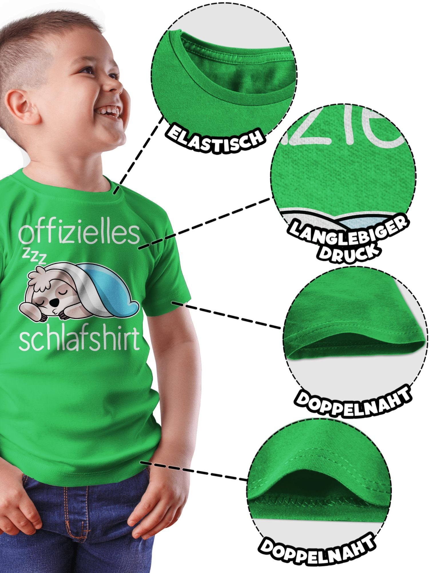 Offizielles T-Shirt Shirtracer Faultier Statement 03 mit - Kinder weiß Sprüche Schlafshirt Grün