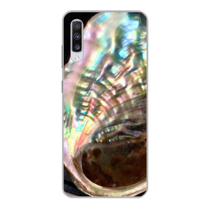 MuchoWow Handyhülle Muschel - Perlmutt - Holz Phone Case Handyhülle Samsung Galaxy A70 Silikon Schutzhülle
