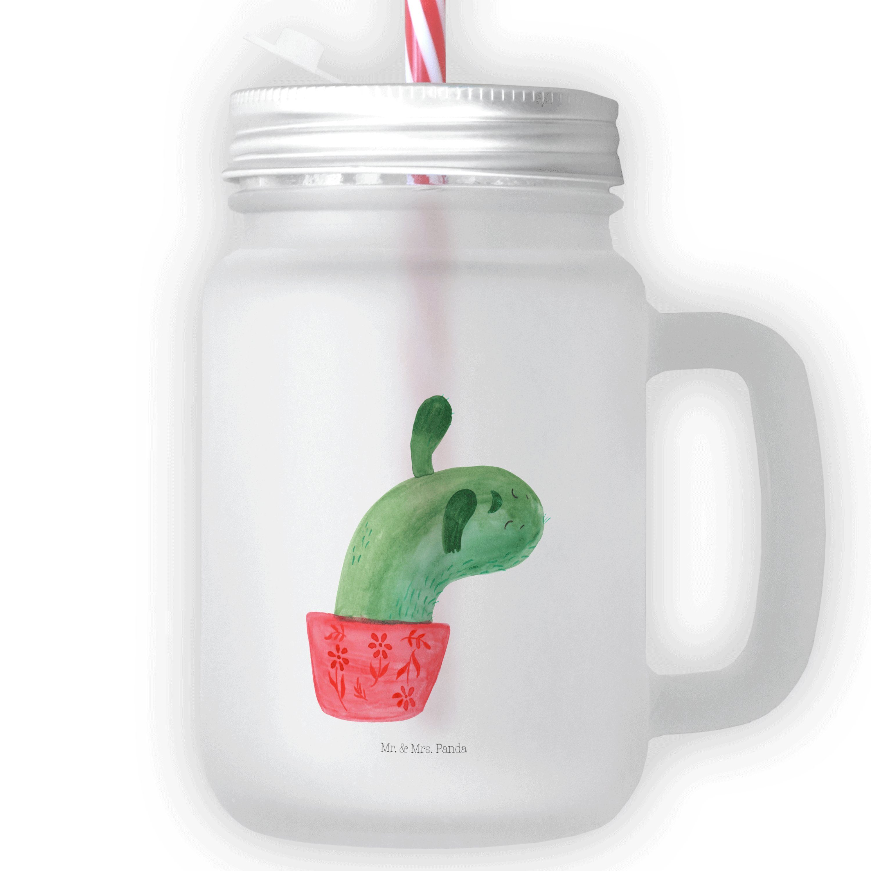 Mr. & Mrs. Panda Trinkglas, Glas Glas Kakte, Kaktus Transparent - Mamamia - Premium Henkelglas, Geschenk