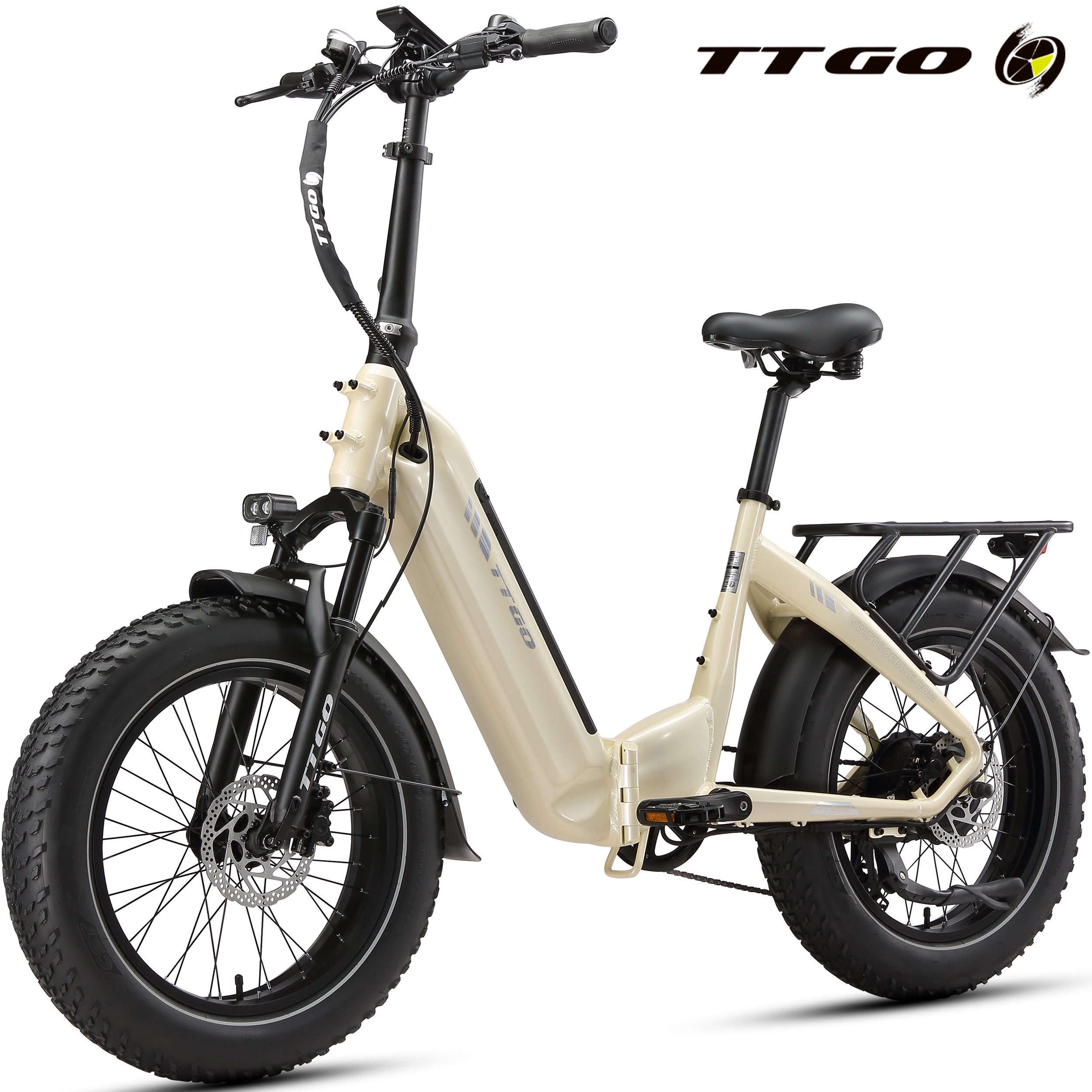 TTGO E-Bike Klapprad 20x4 Zoll, 70Nm Hinterradmotor, 140km, F6B, Drehmomentsensor, 7 Gang SHIMANO, Kettenschaltung, Heckmotor, 864 Wh, MAX. 150kg, Federgabel mit Lockout, Elektrofahrrad, hydr. Bremsen