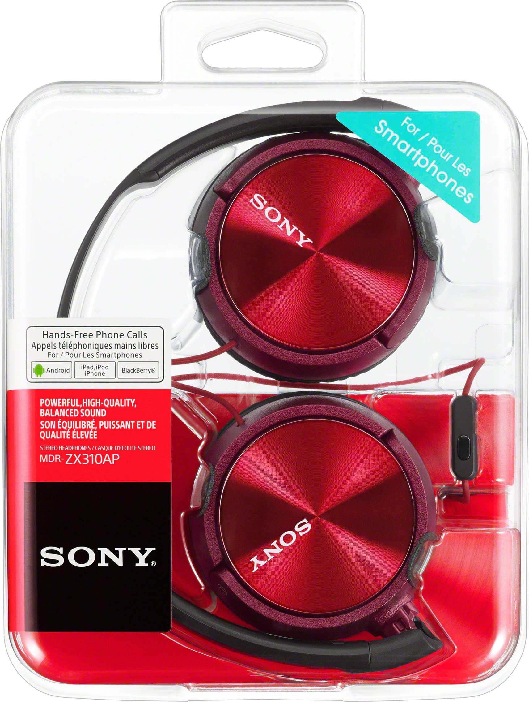 MDR-ZX310AP Funktion) Headset Sony (mit rot Over-Ear-Kopfhörer