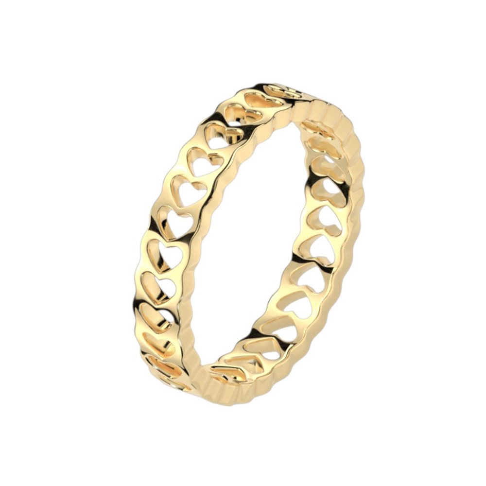 Taffstyle Fingerring Damenring kleine Herzen zeitlos filigran Gold Größe 61 günstig online kaufen